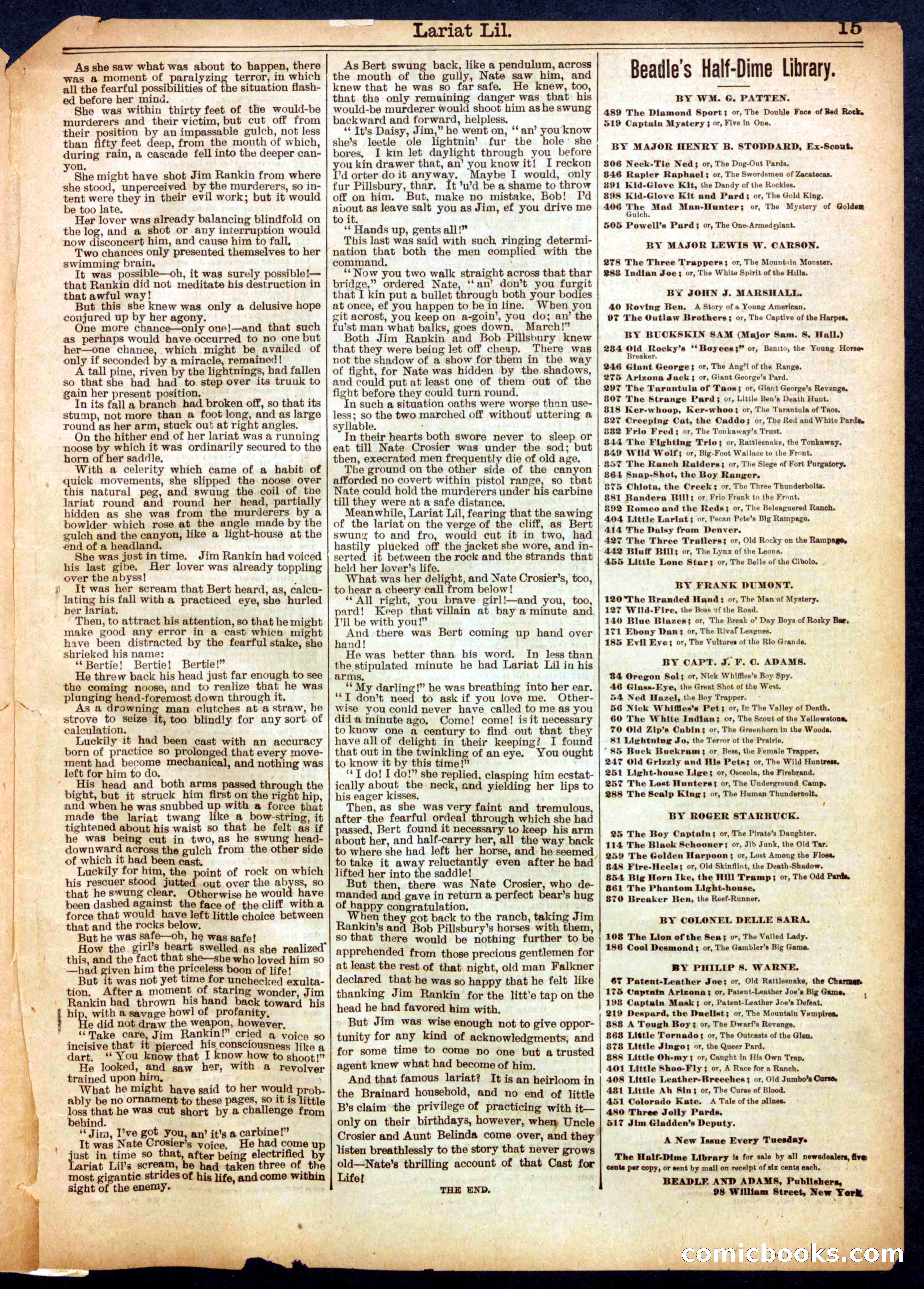 Beadle's Half Dime Library, No. 556 — page 15 of 16