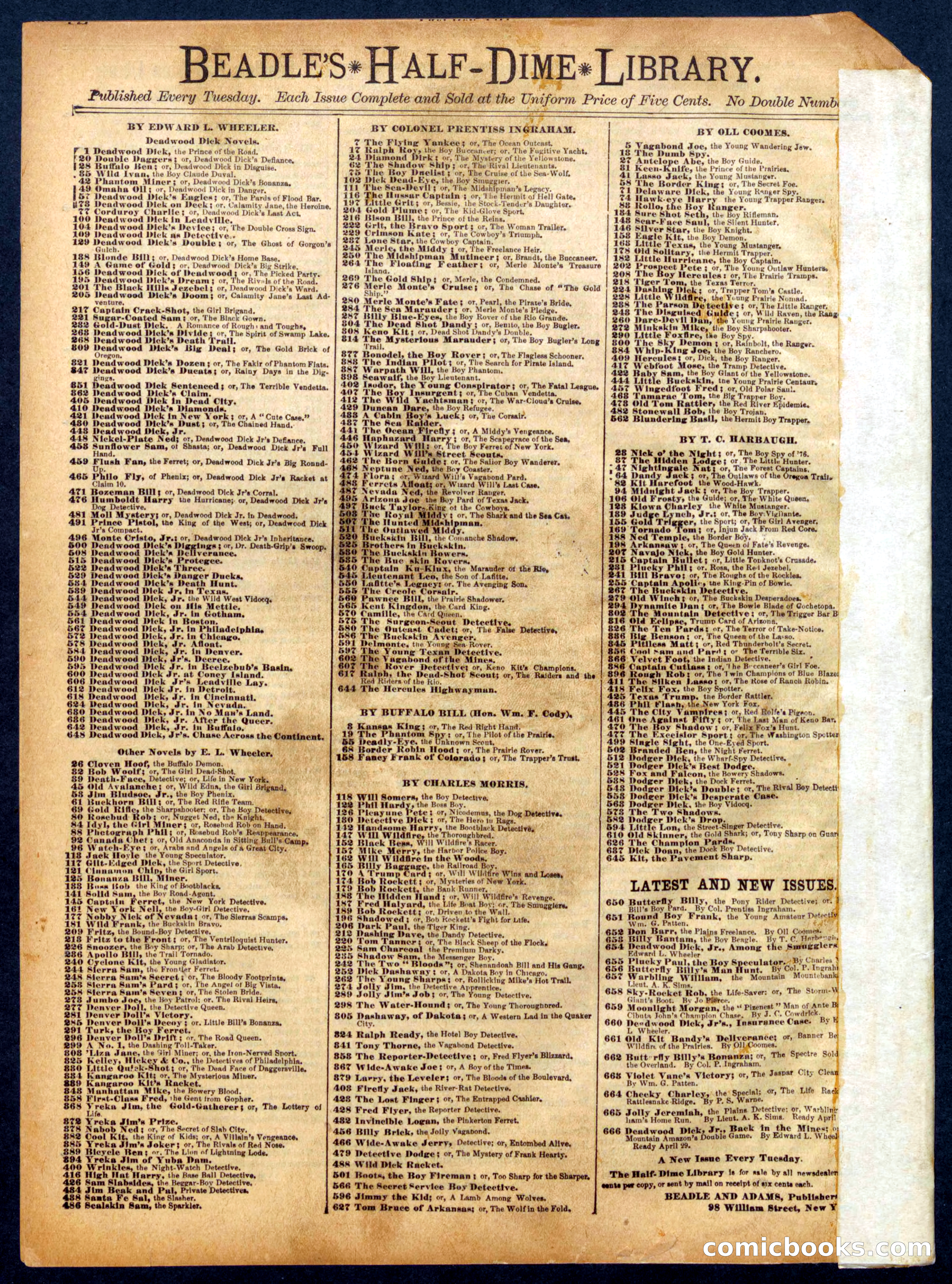 Beadle's Half Dime Library, No. 556 — page 16 of 16
