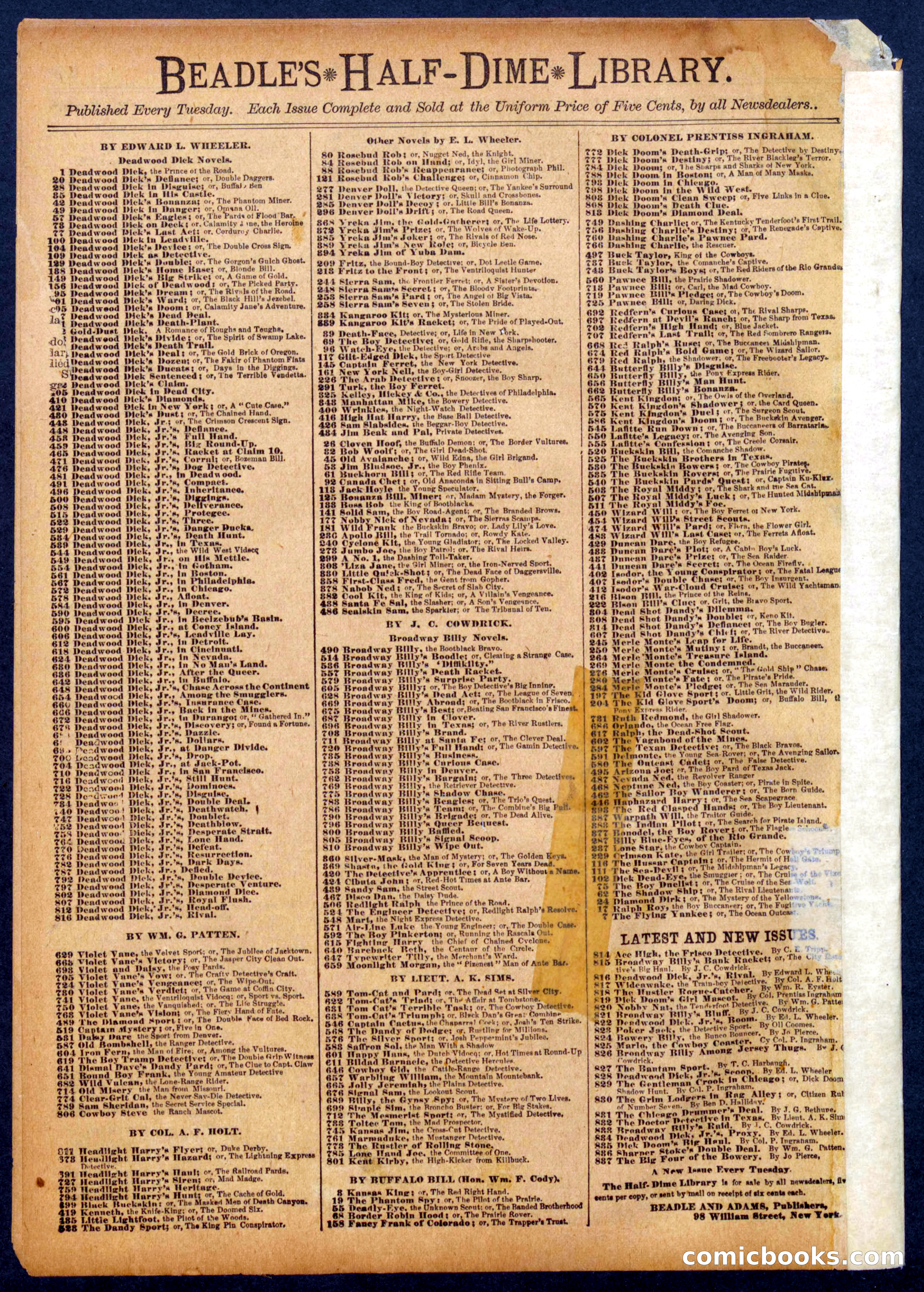 Beadle's Half Dime Library No. 560 — page 16 of 16