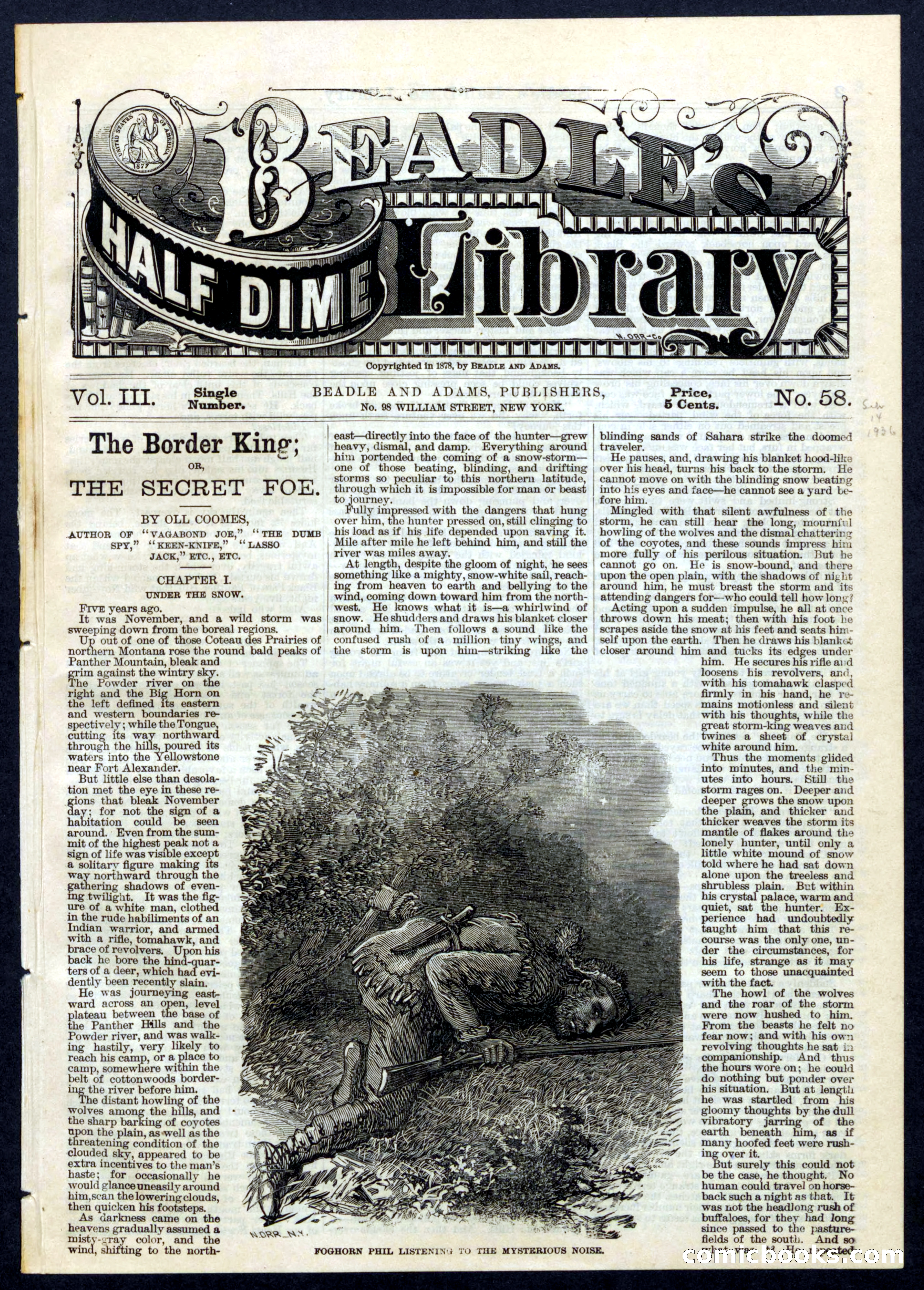 Beadle's Half Dime Library, No. 58 — page 1 of 16