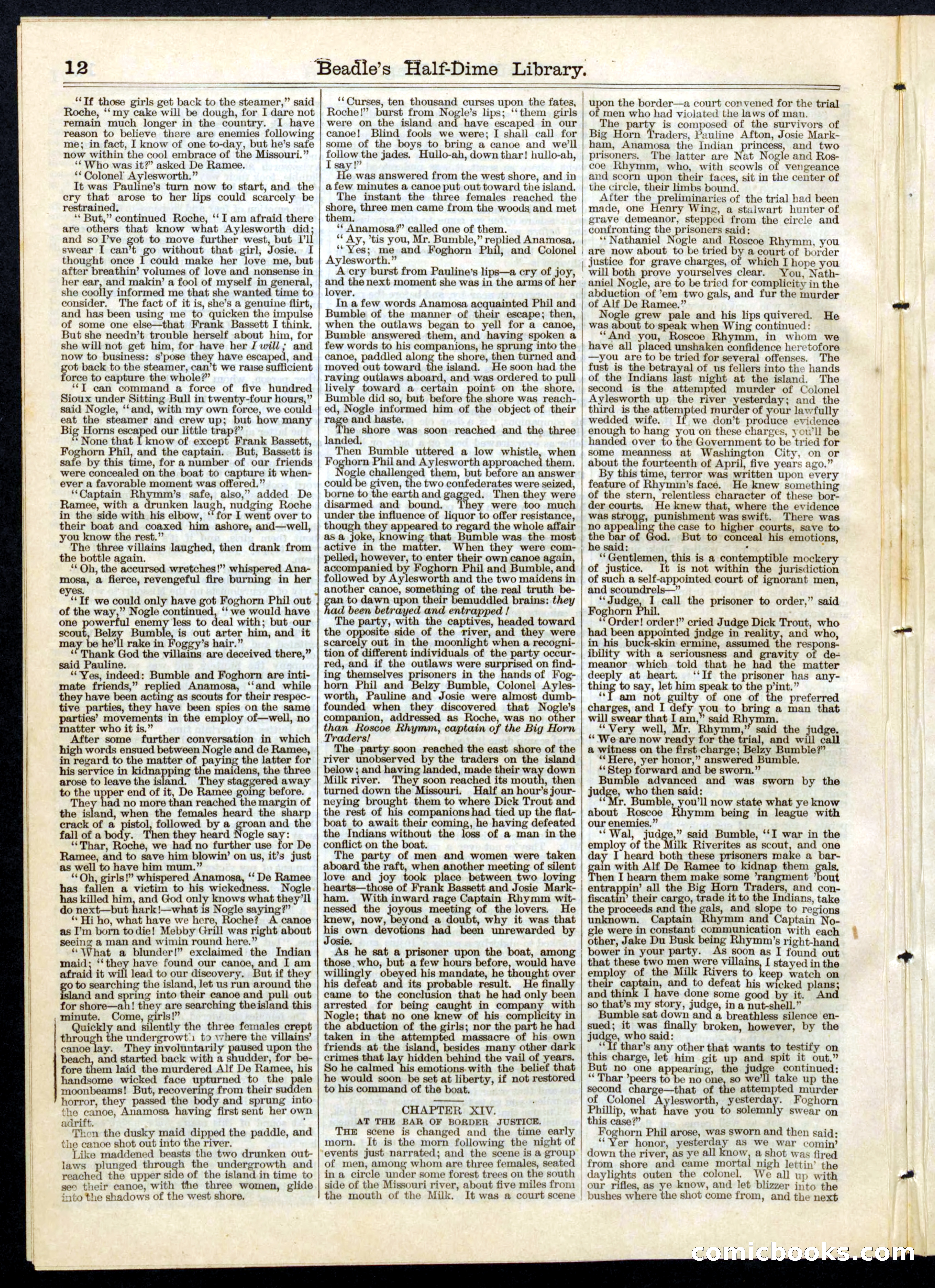 Beadle's Half Dime Library, No. 58 — page 12 of 16