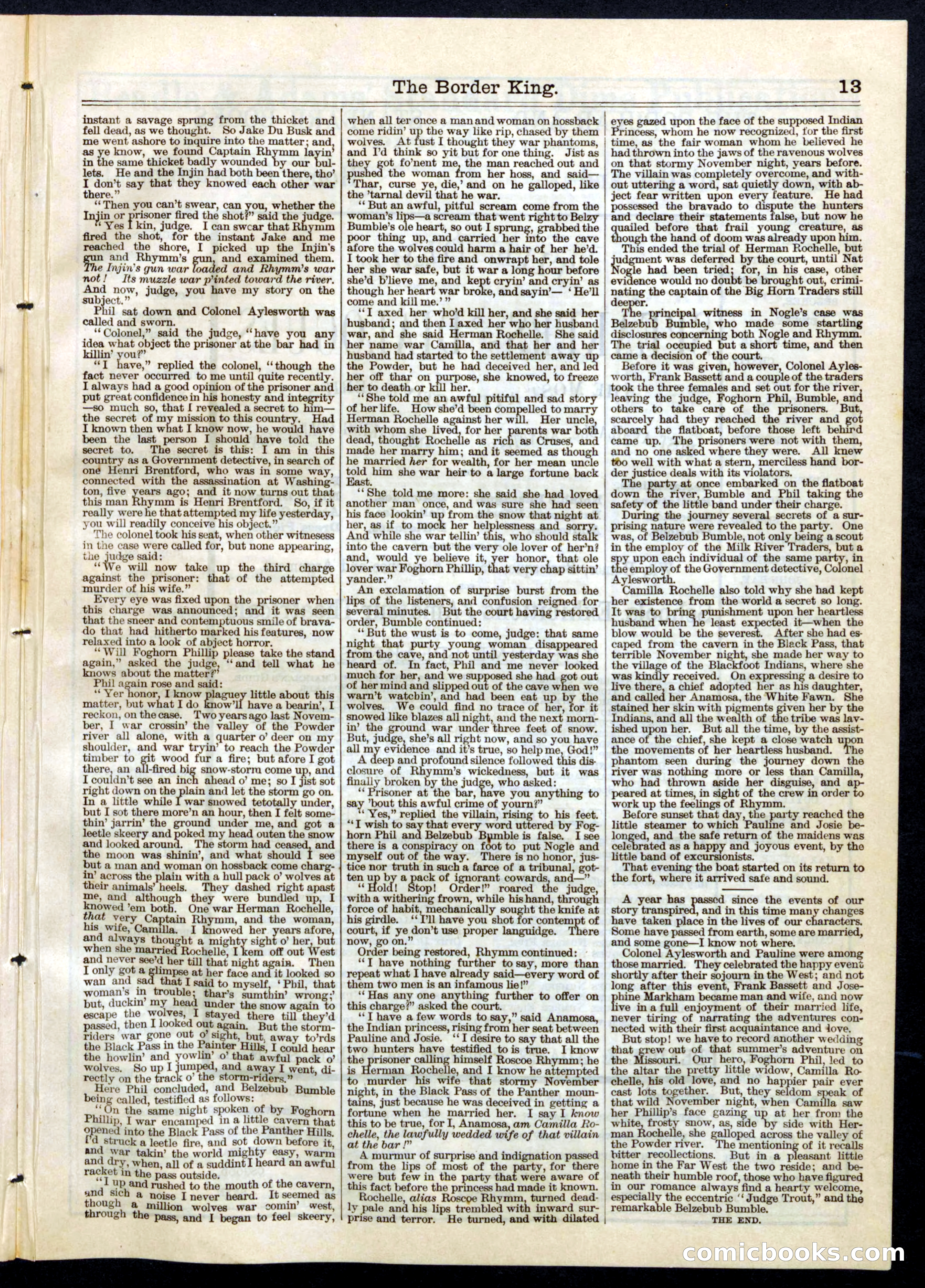 Beadle's Half Dime Library, No. 58 — page 13 of 16