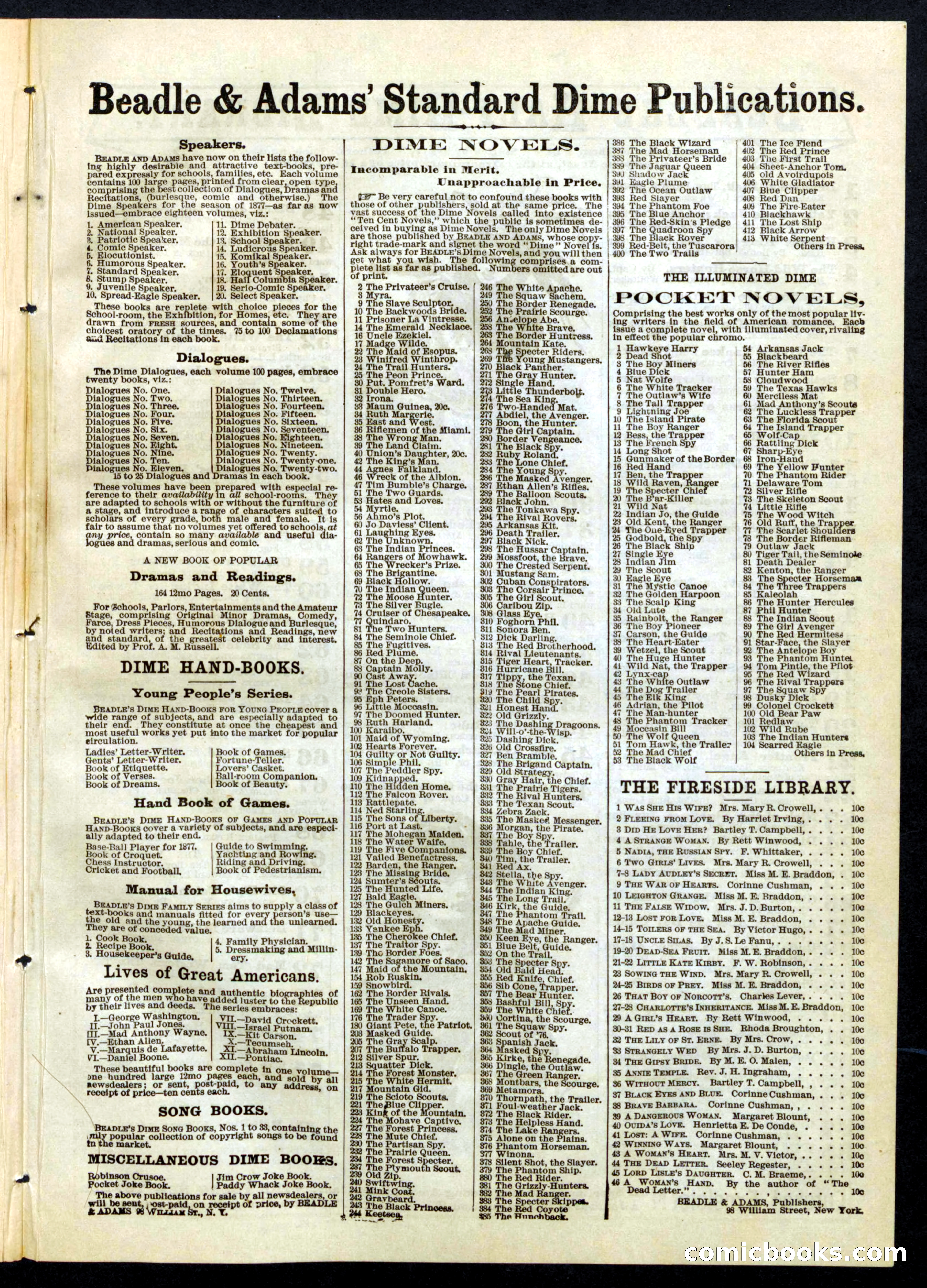 Beadle's Half Dime Library, No. 58 — page 15 of 16