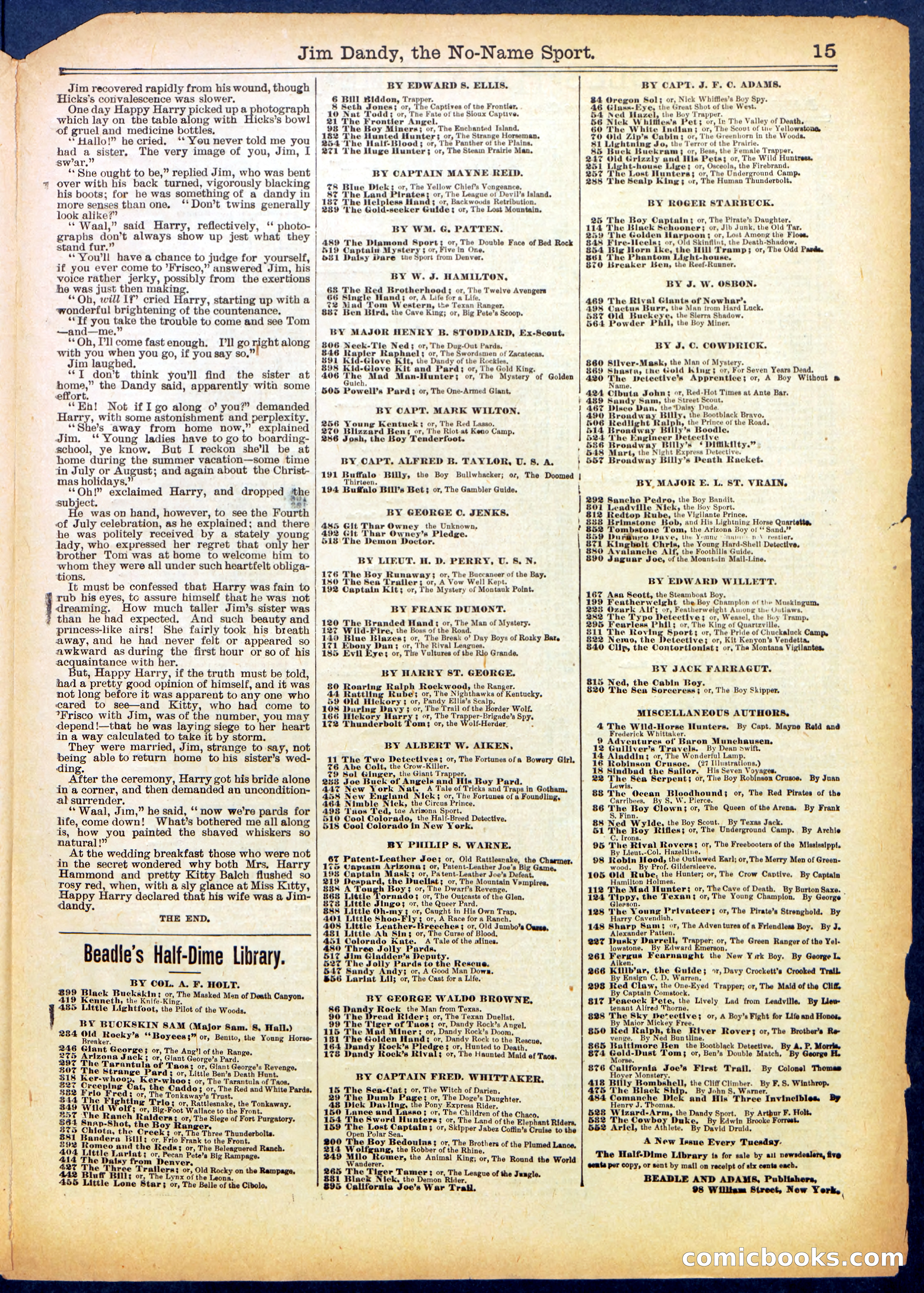 Beadle's Half Dime Library No. 599 — page 15 of 16