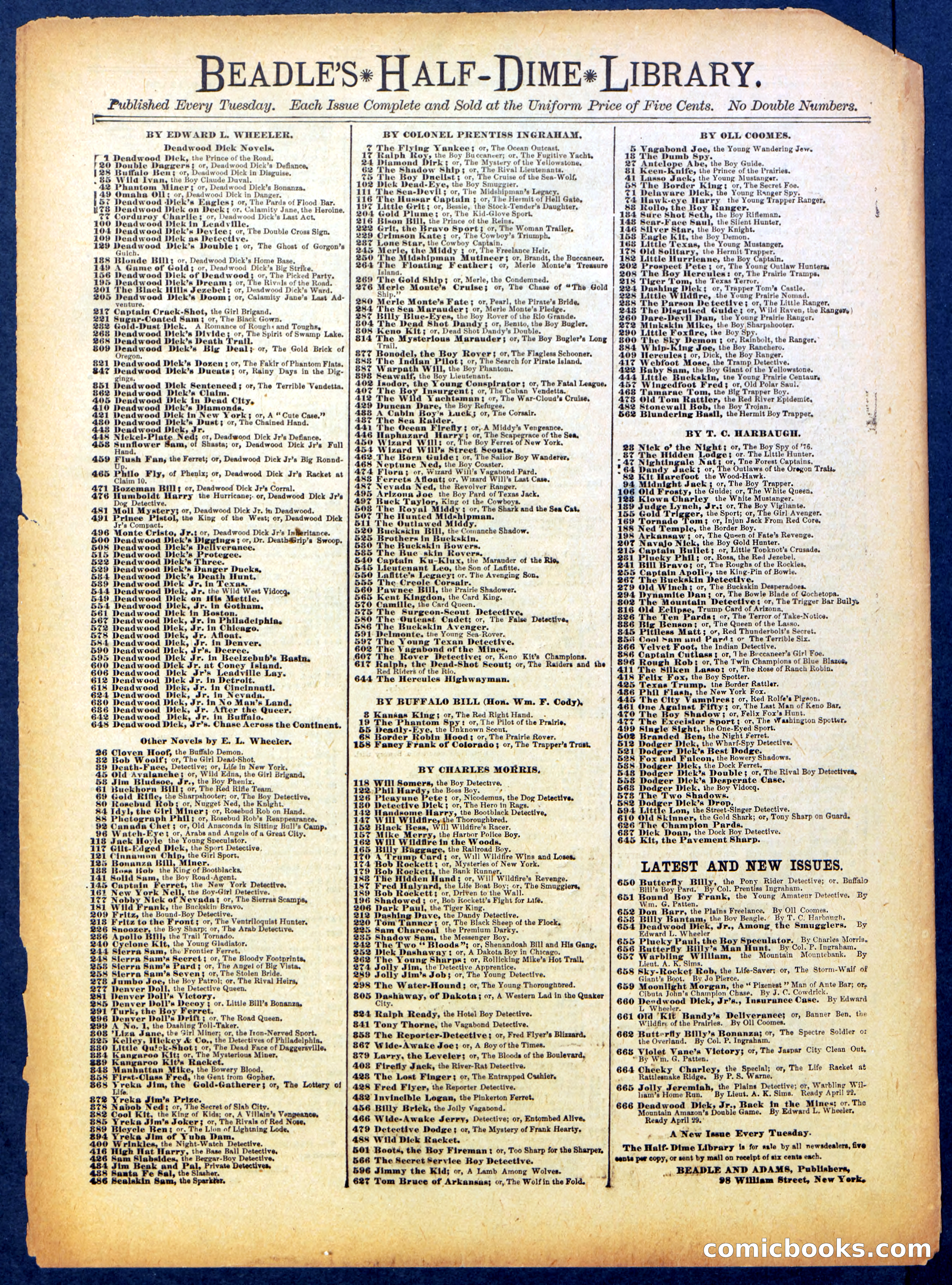 Beadle's Half Dime Library No. 599 — page 16 of 16