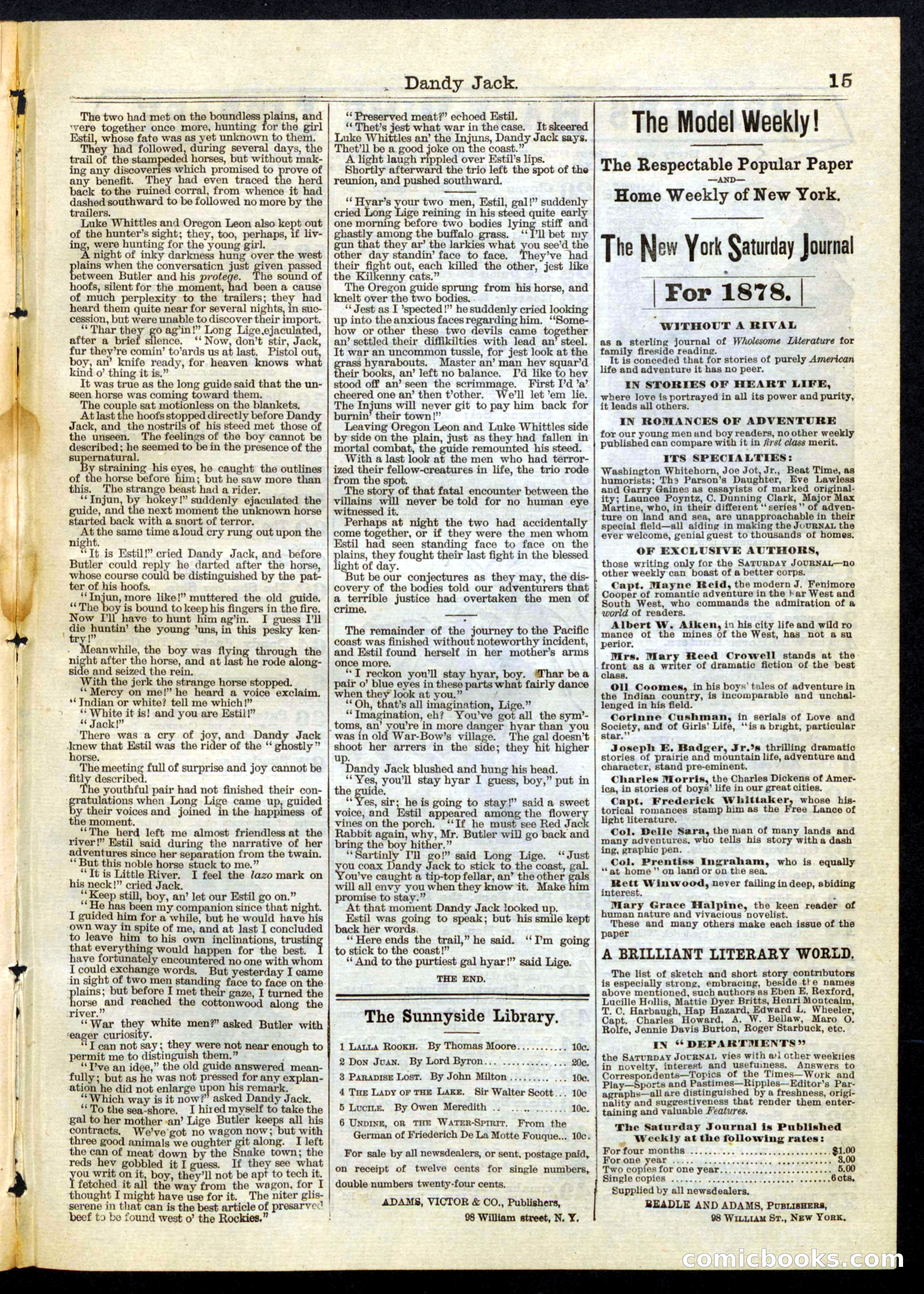 Beadle's Half Dime Library, No. 64 — page 15 of 16