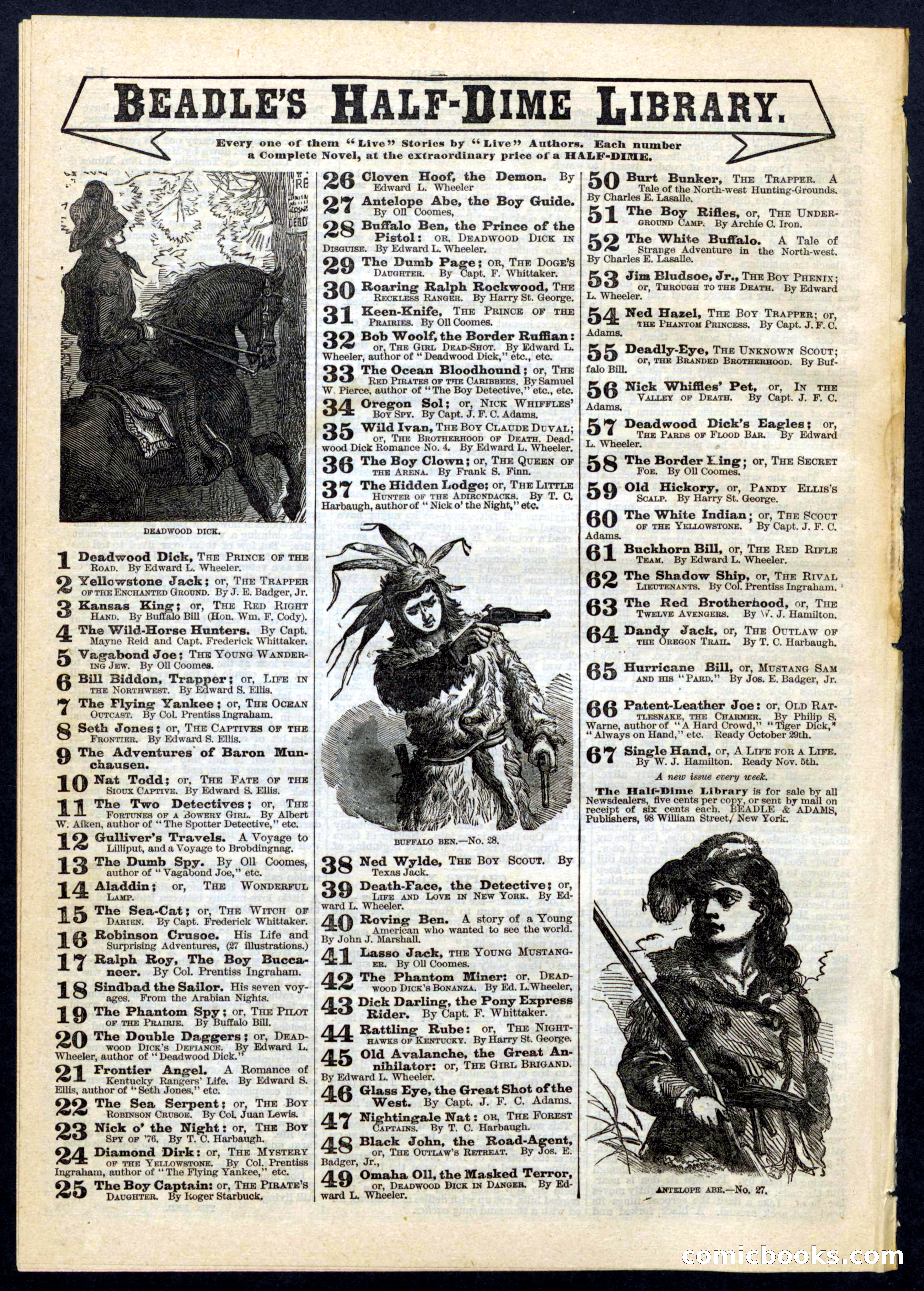 Beadle's Half Dime Library, No. 65 — page 16 of 16