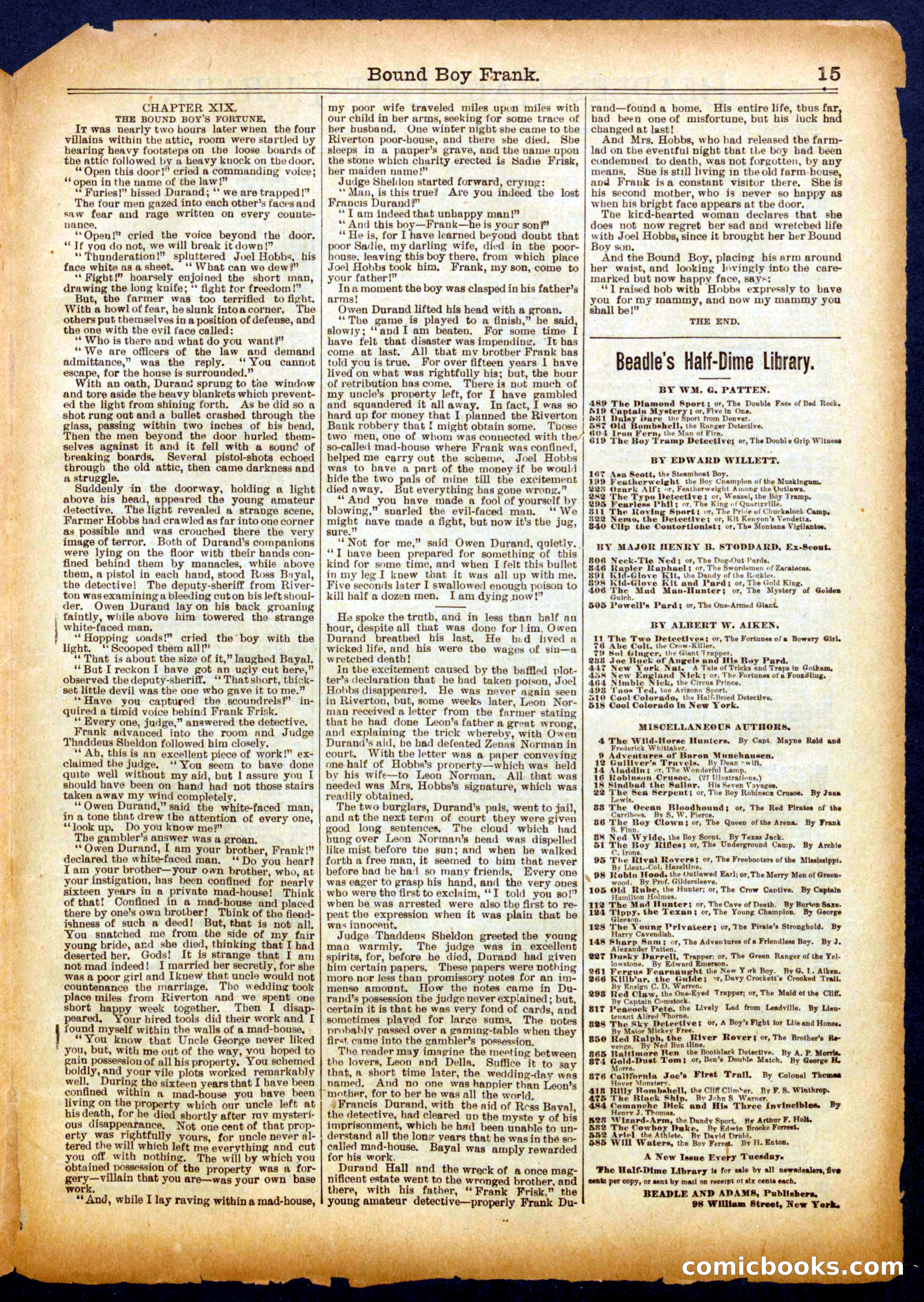 Beadle's Half Dime Library, No. 651 — page 15 of 16