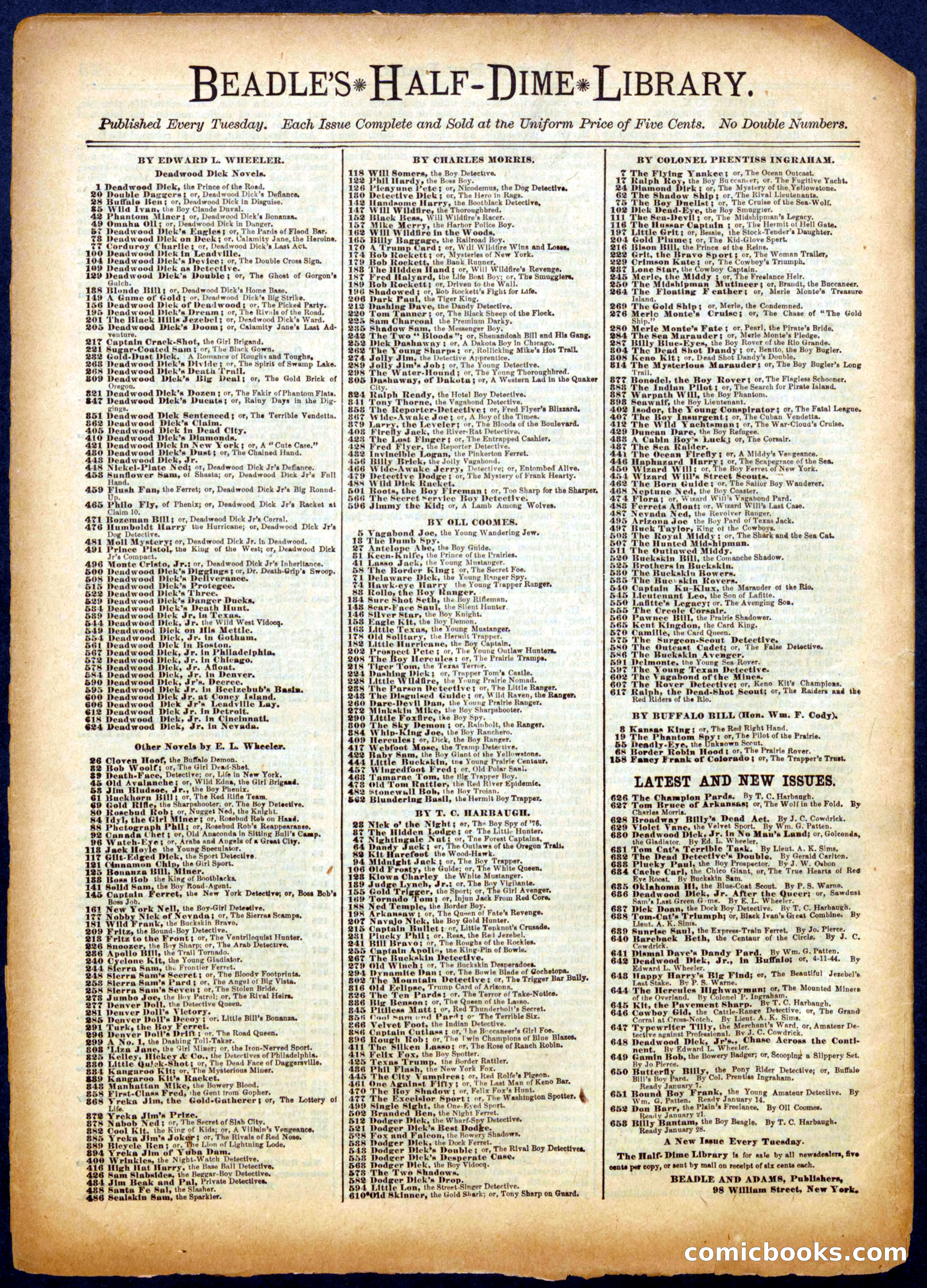 Beadle's Half Dime Library, No. 651 — page 16 of 16