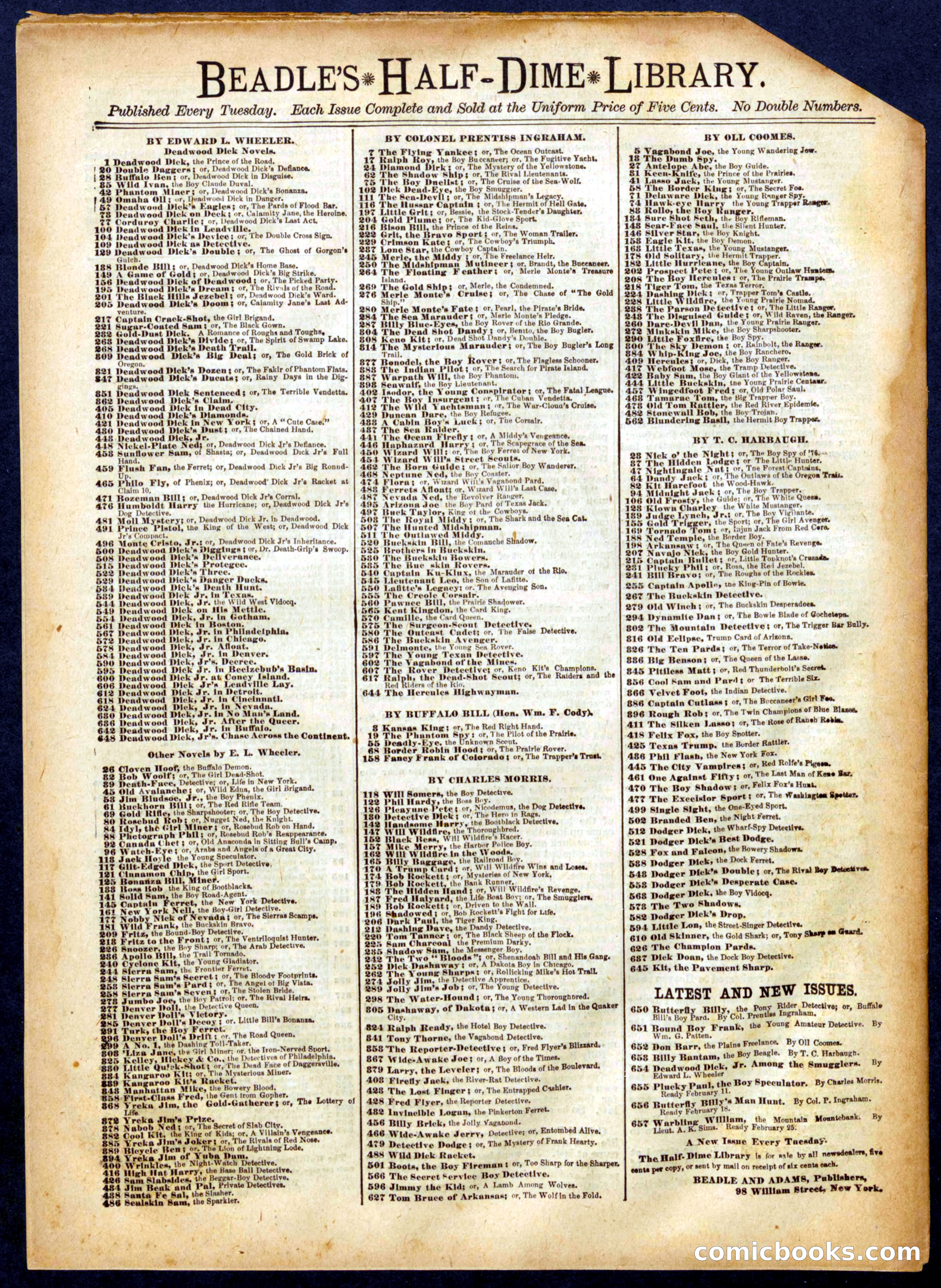 Beadle's Half Dime Library, No. 653 — page 16 of 16