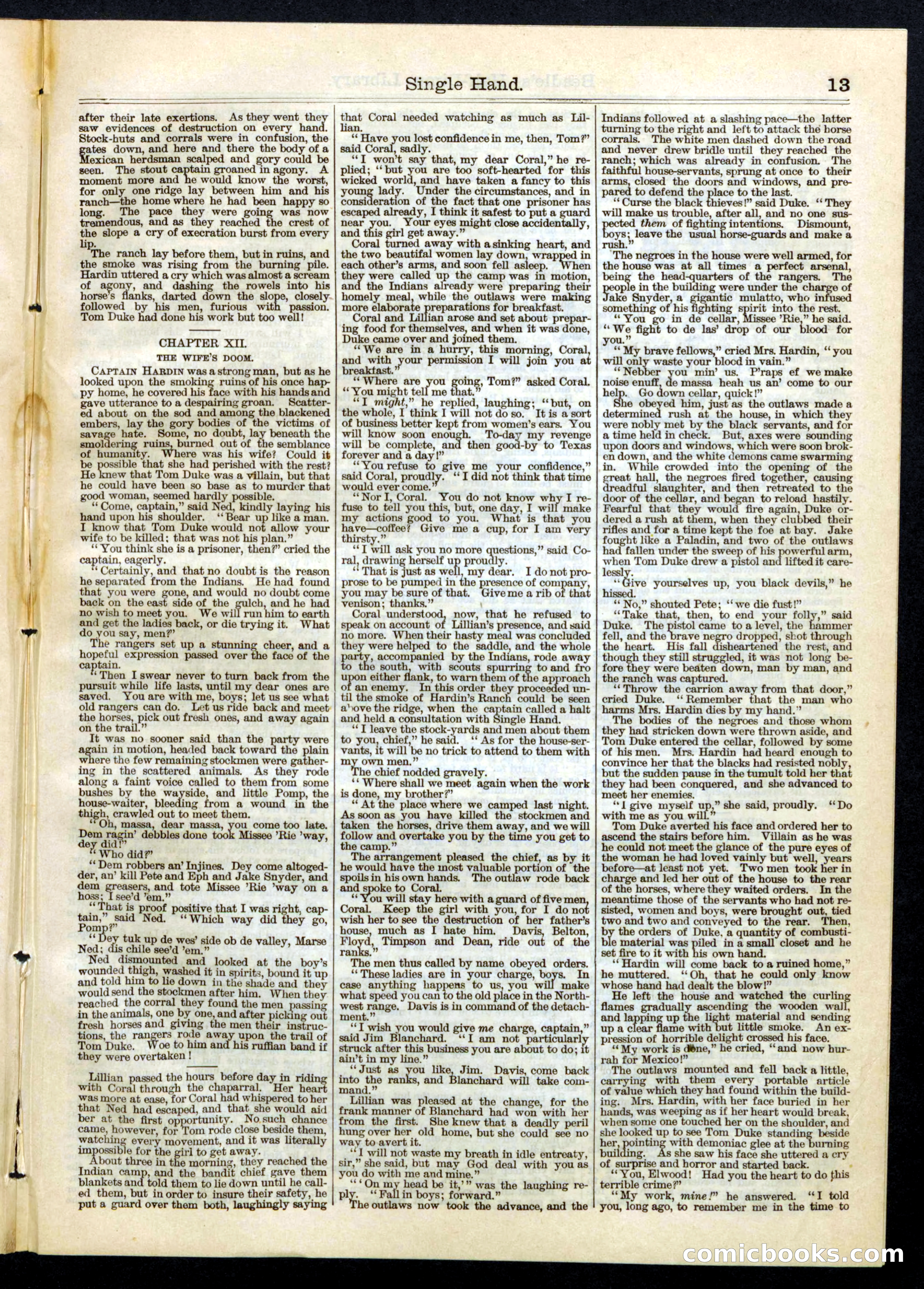 Beadle's Half Dime Library, No. 66 — page 13 of 16