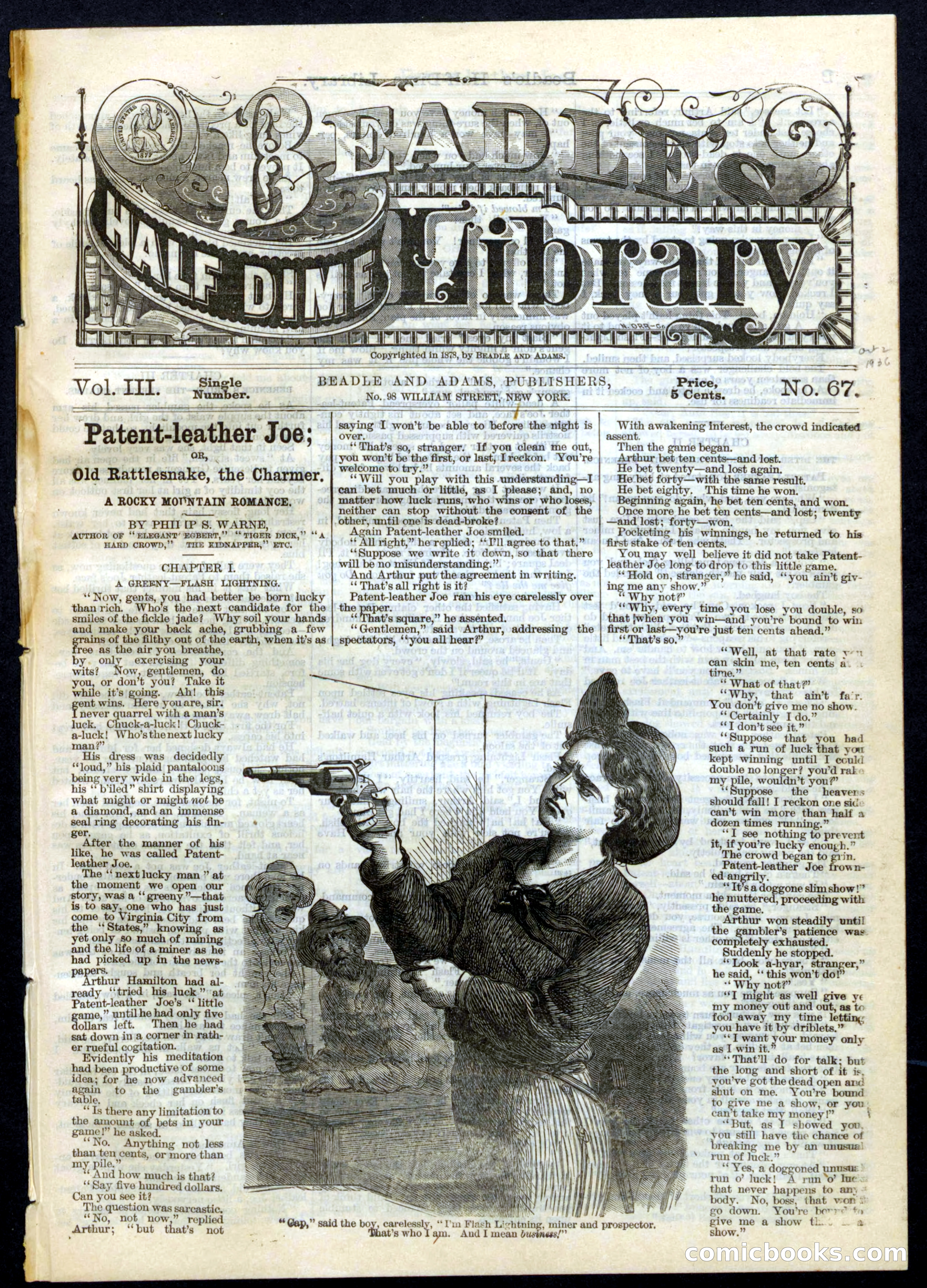 Beadle's Half Dime Library, No. 67 — page 1 of 16