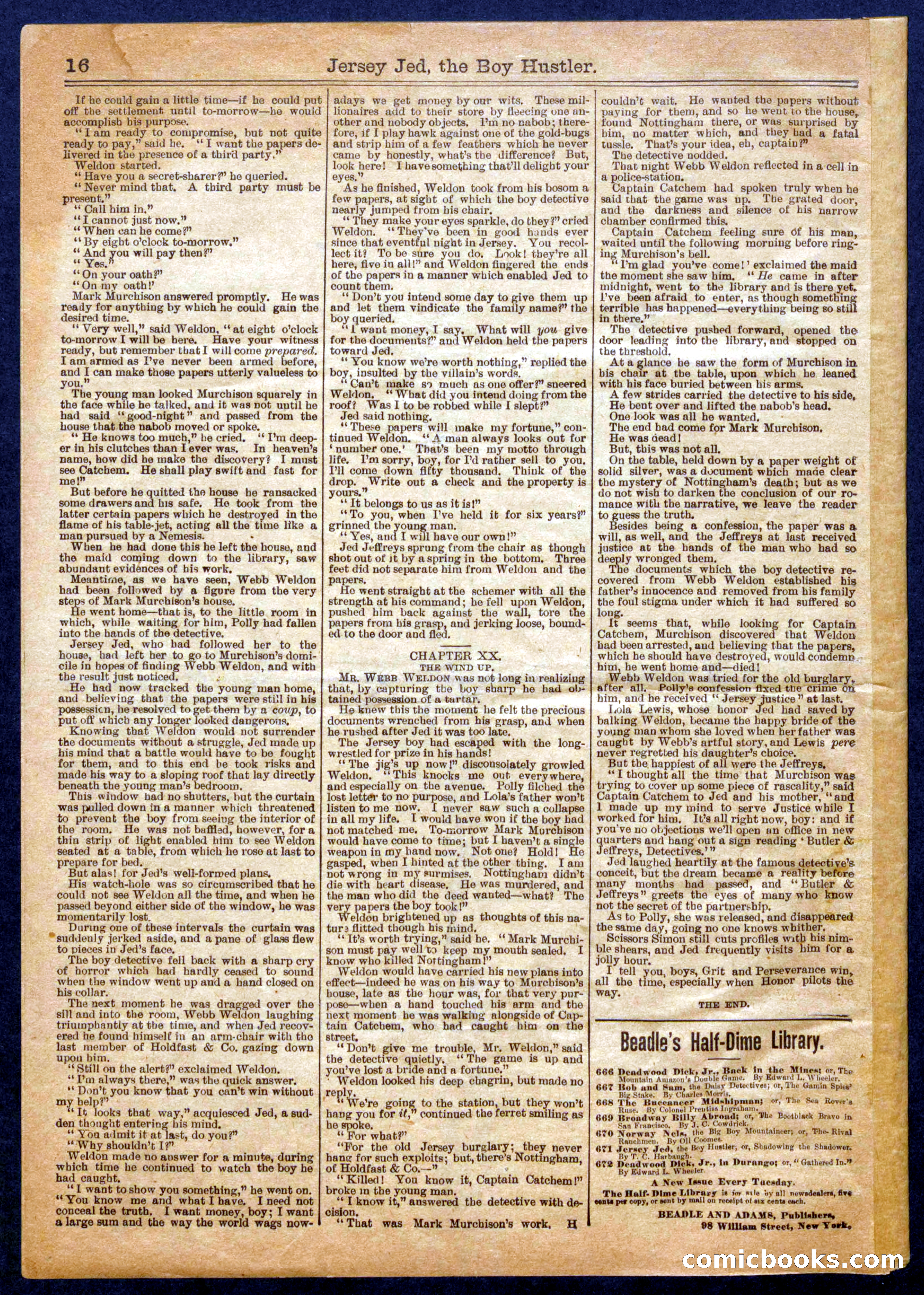 Beadle's Half Dime Library No. 671 — page 16 of 16