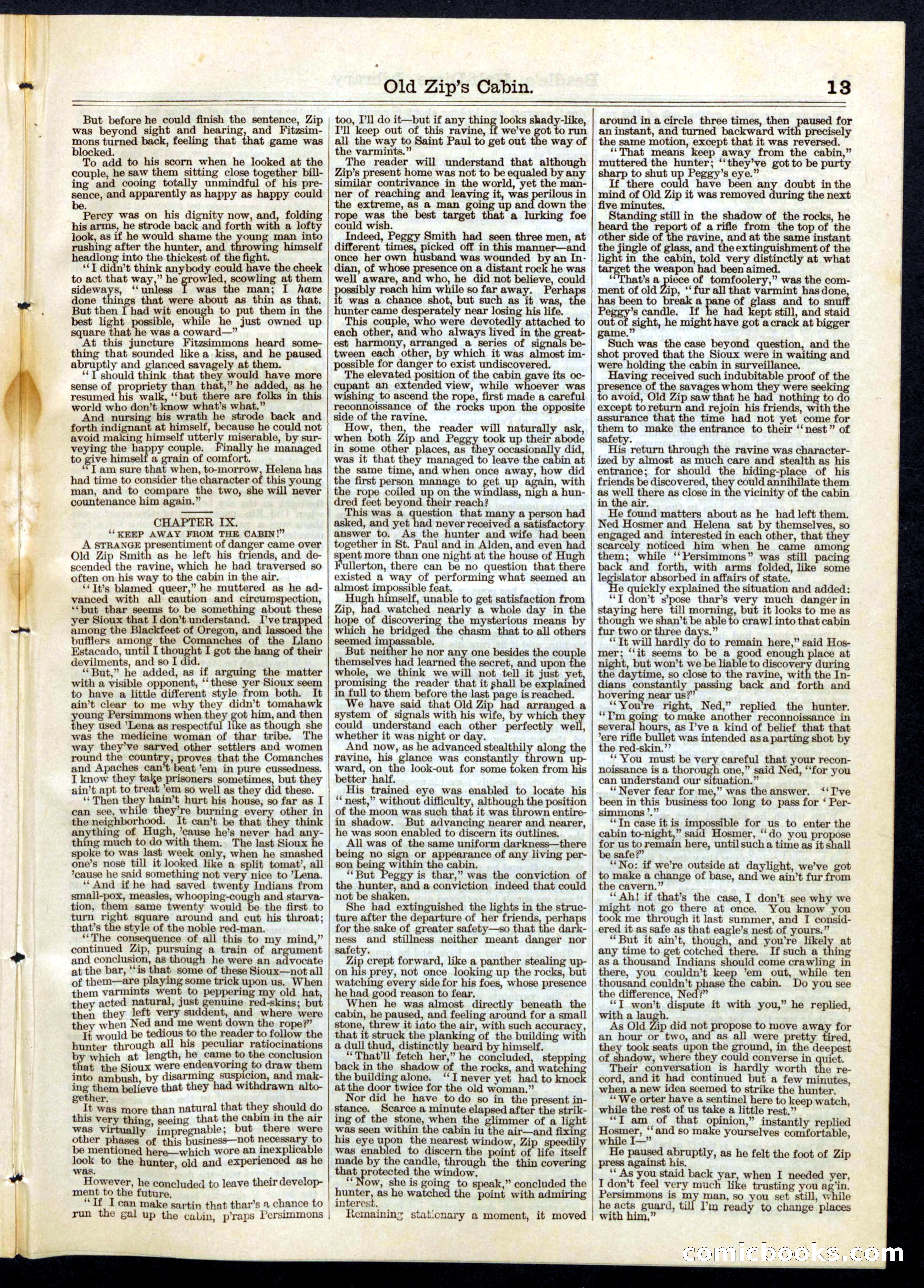 Beadle's Half Dime Library, No. 70 — page 13 of 16