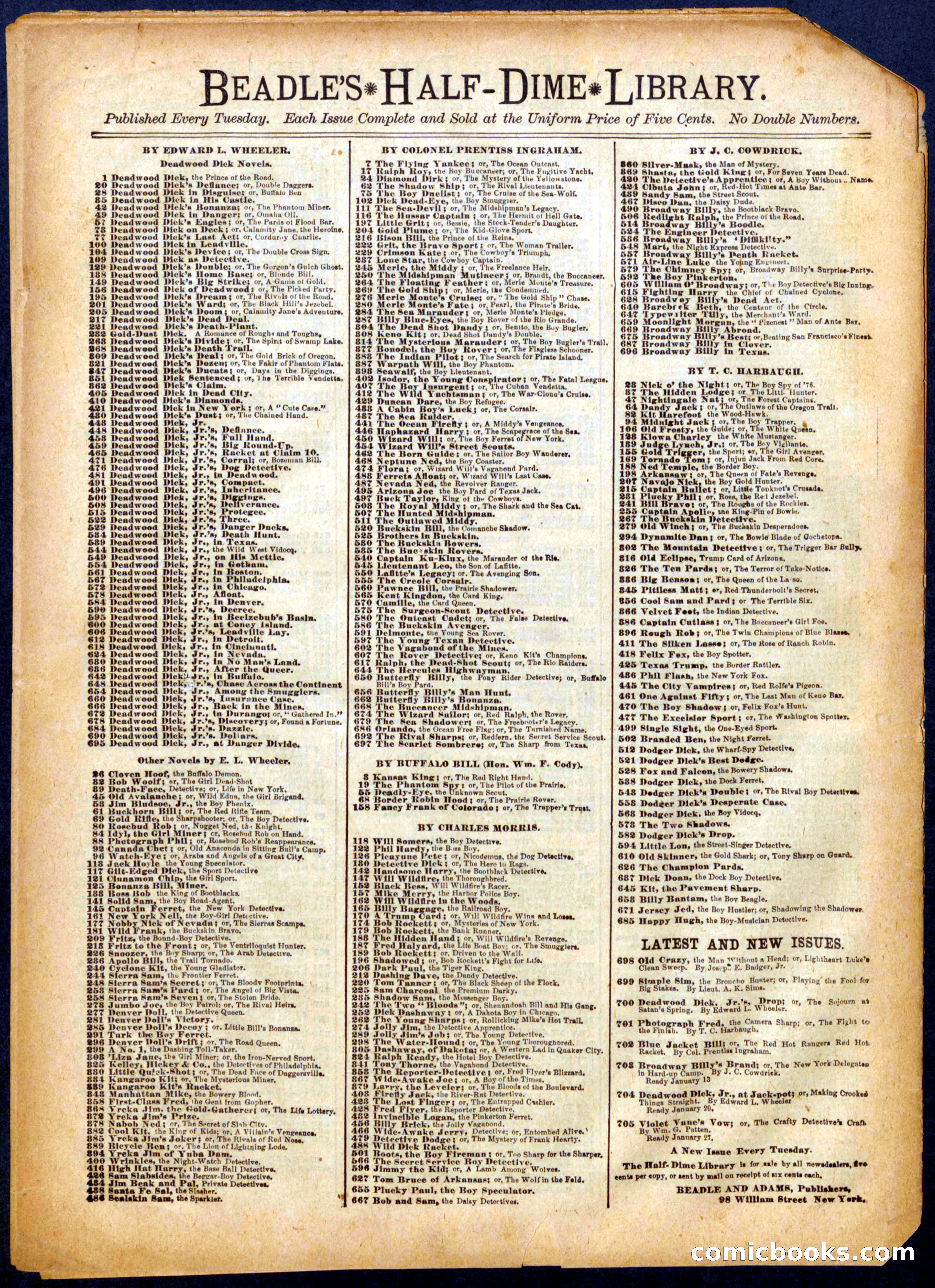 Beadle's Half Dime Library, No. 702 — page 16 of 16