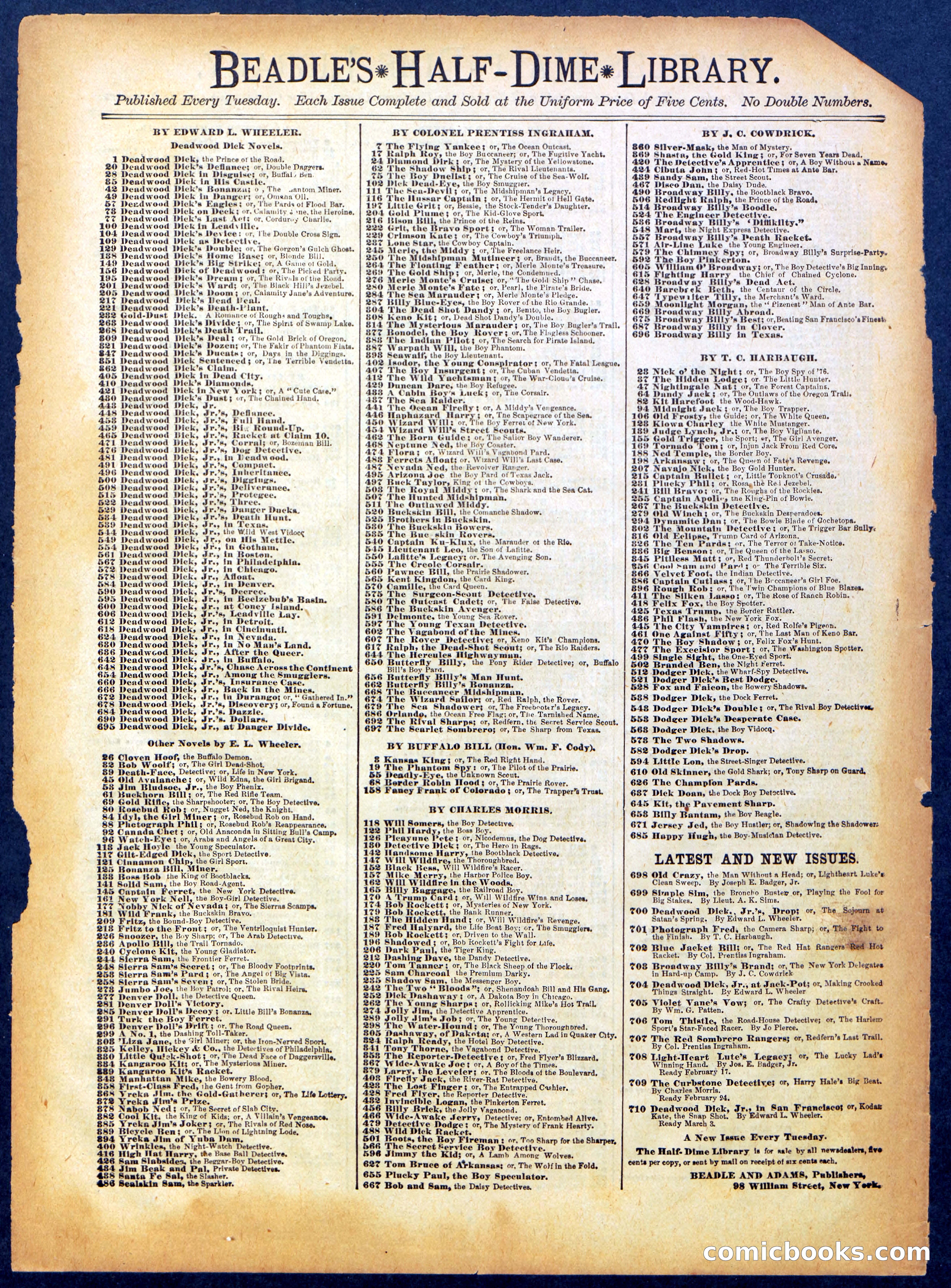 Beadle's Half Dime Library No. 707 — page 16 of 16