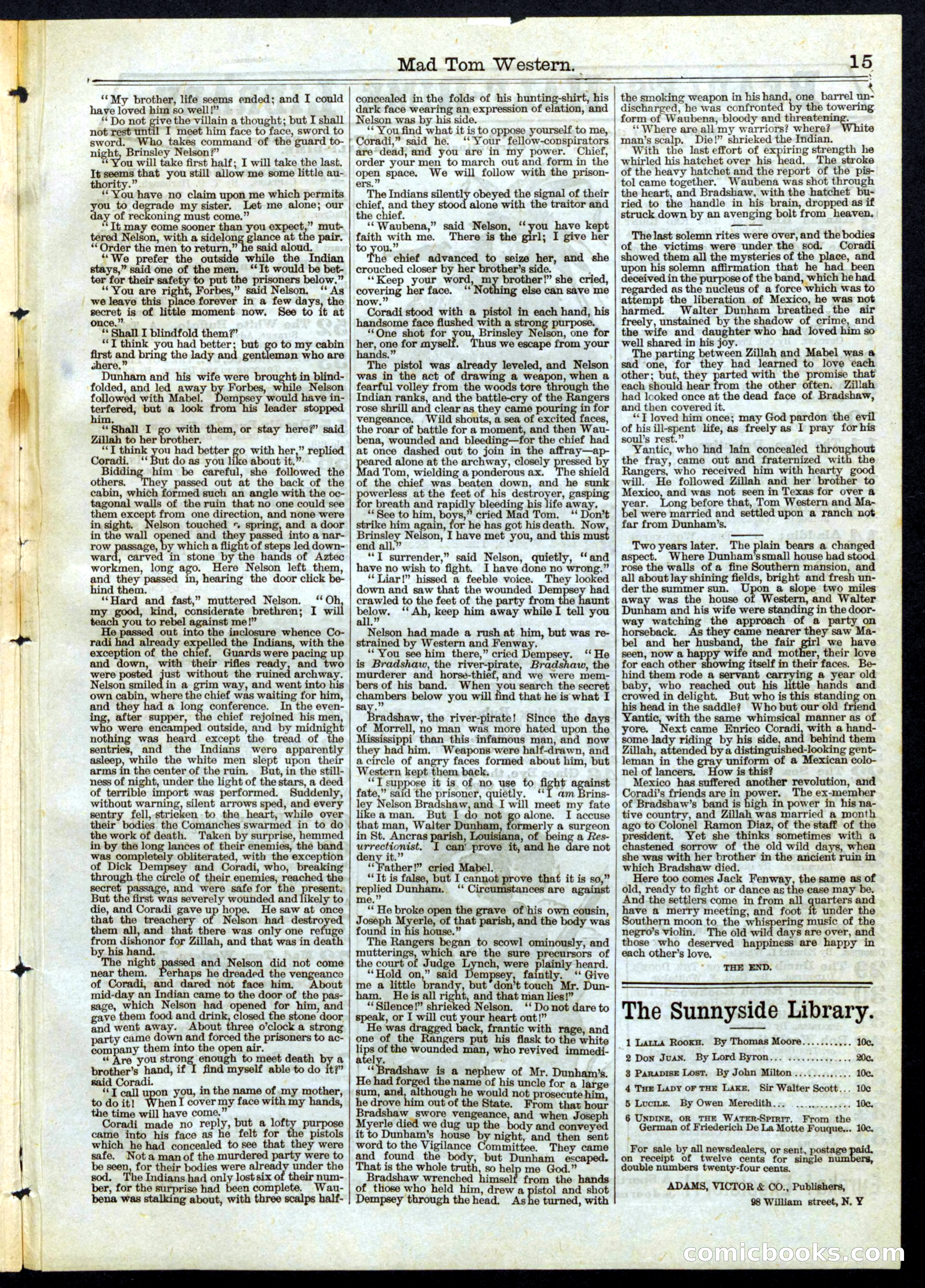 Beadle's Half Dime Library, No. 72 — page 15 of 16