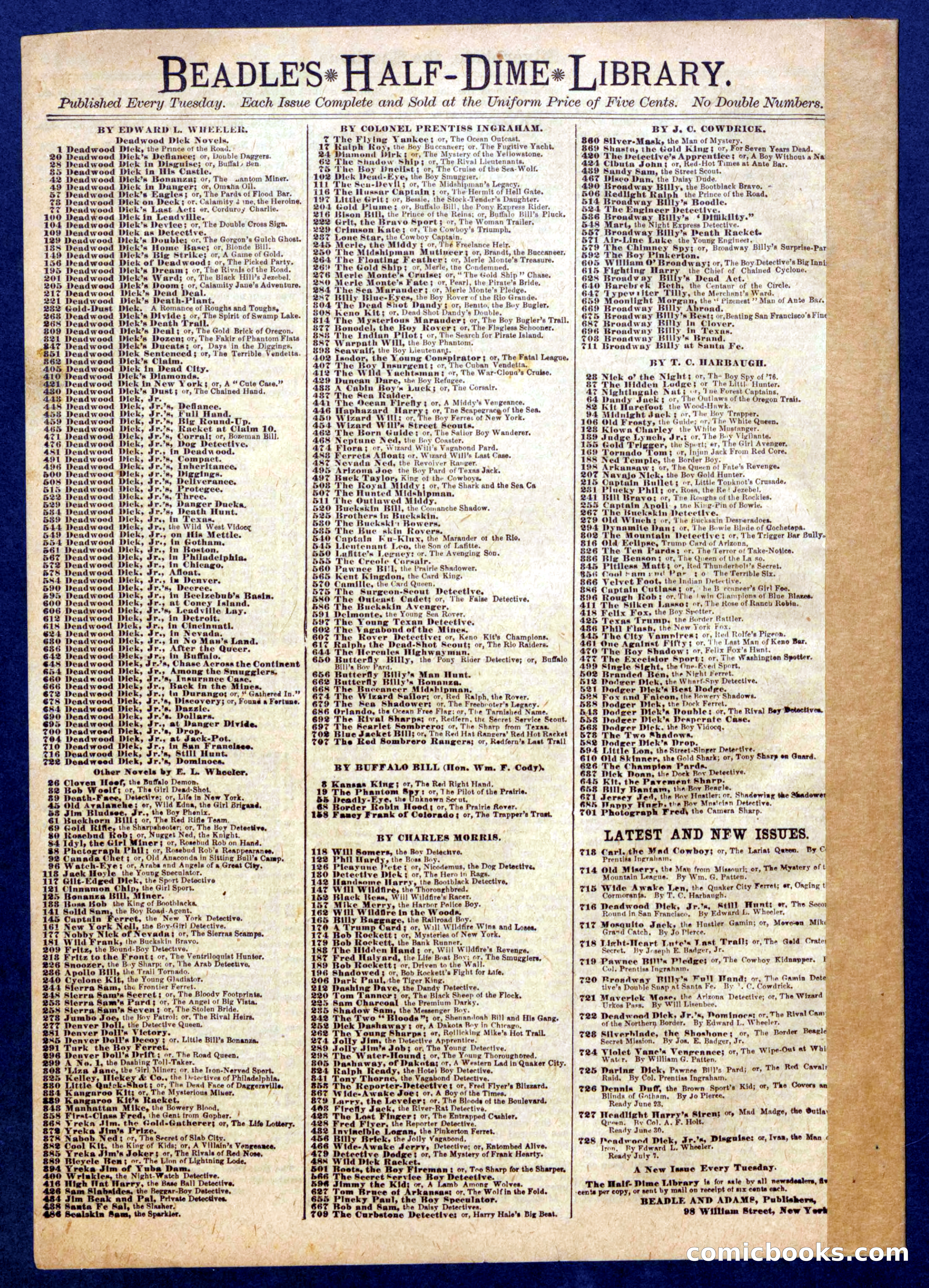 Beadle's Half Dime Library No. 723 — page 16 of 16