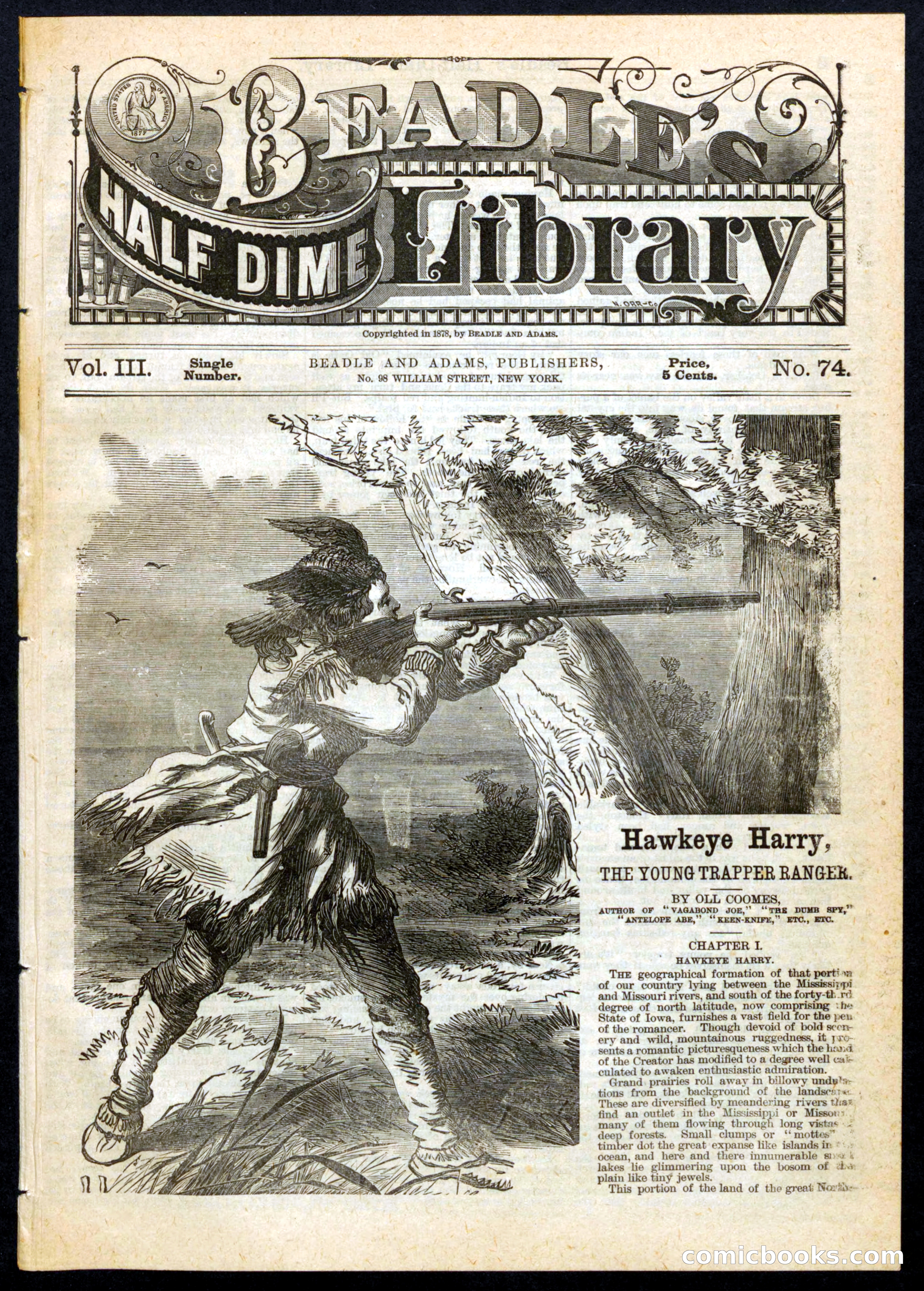 Beadle's Half Dime Library No. 74 — page 1 of 16