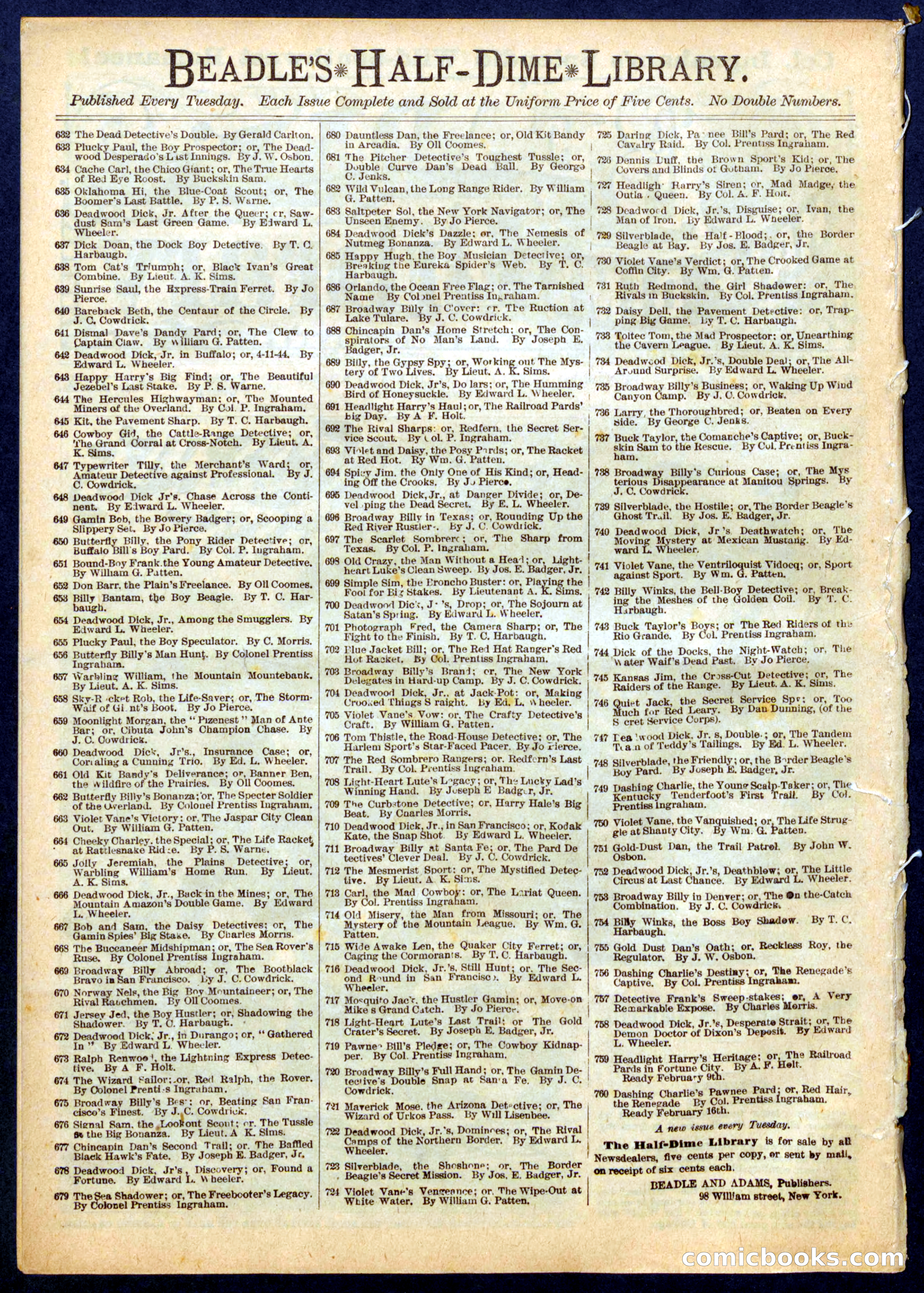 Beadle's Half Dime Library No. 755 — page 16 of 16
