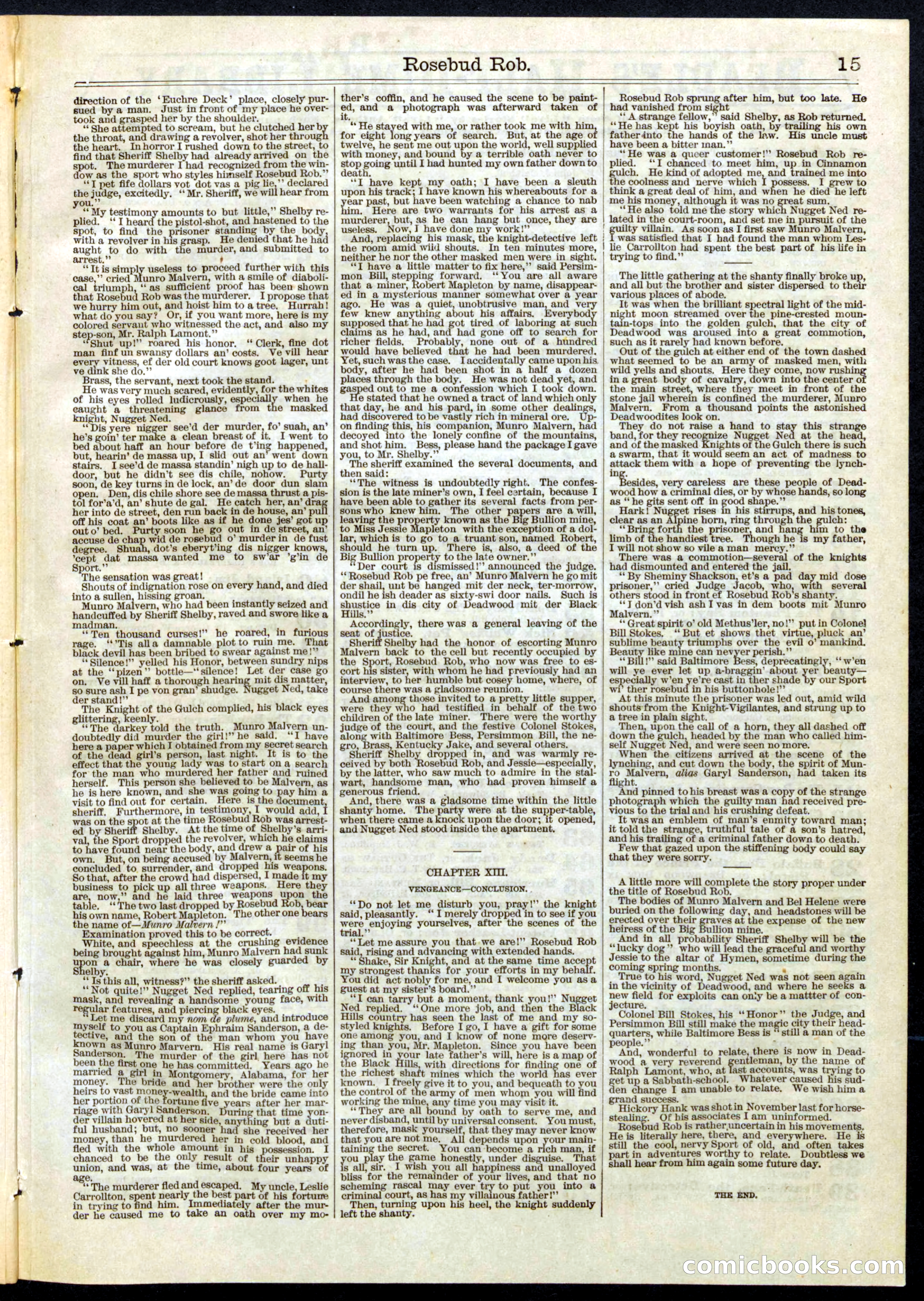 Beadle's Half Dime Library, No. 80 — page 15 of 16