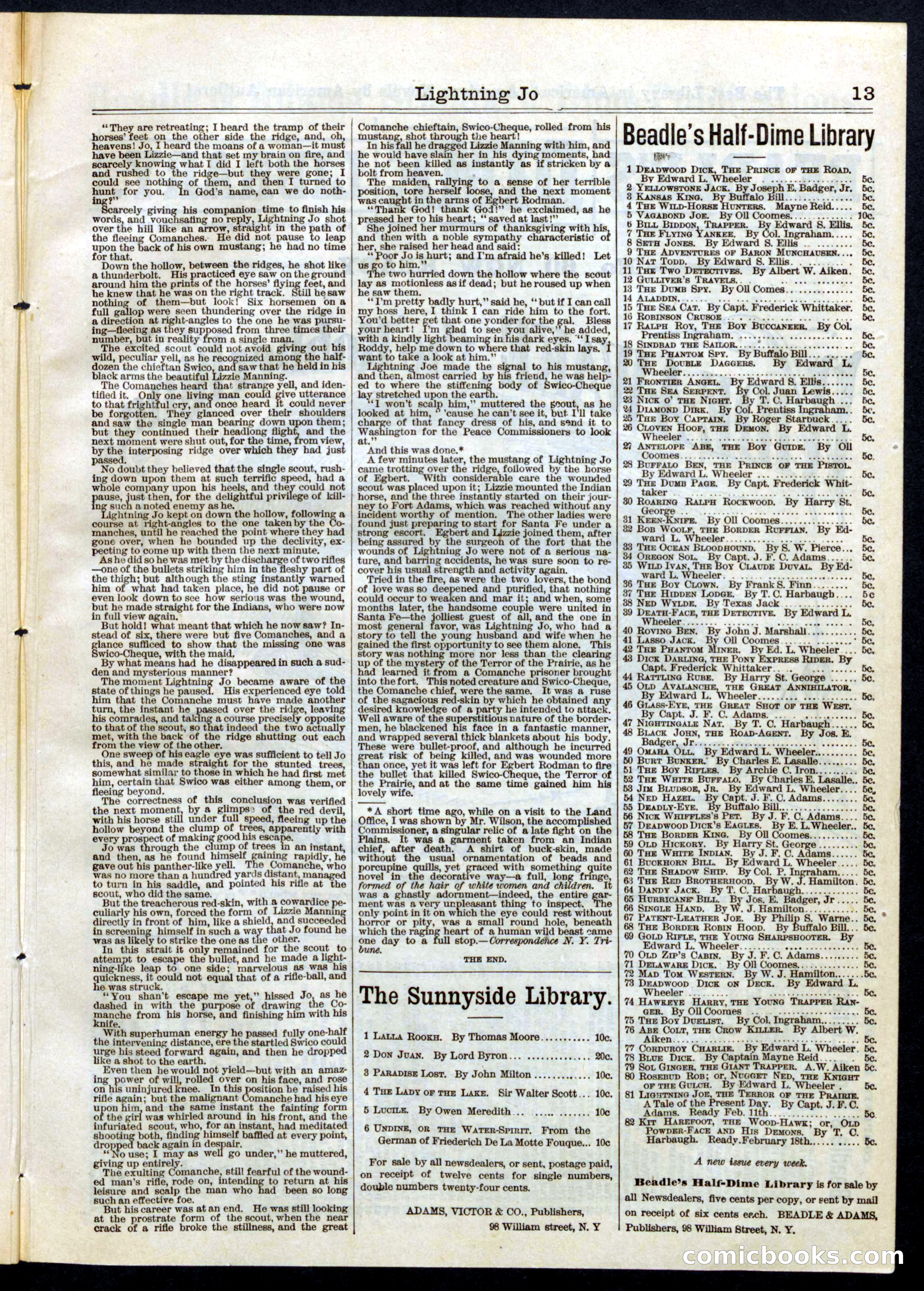 Beadle's Half Dime Library, No. 81 — page 13 of 16