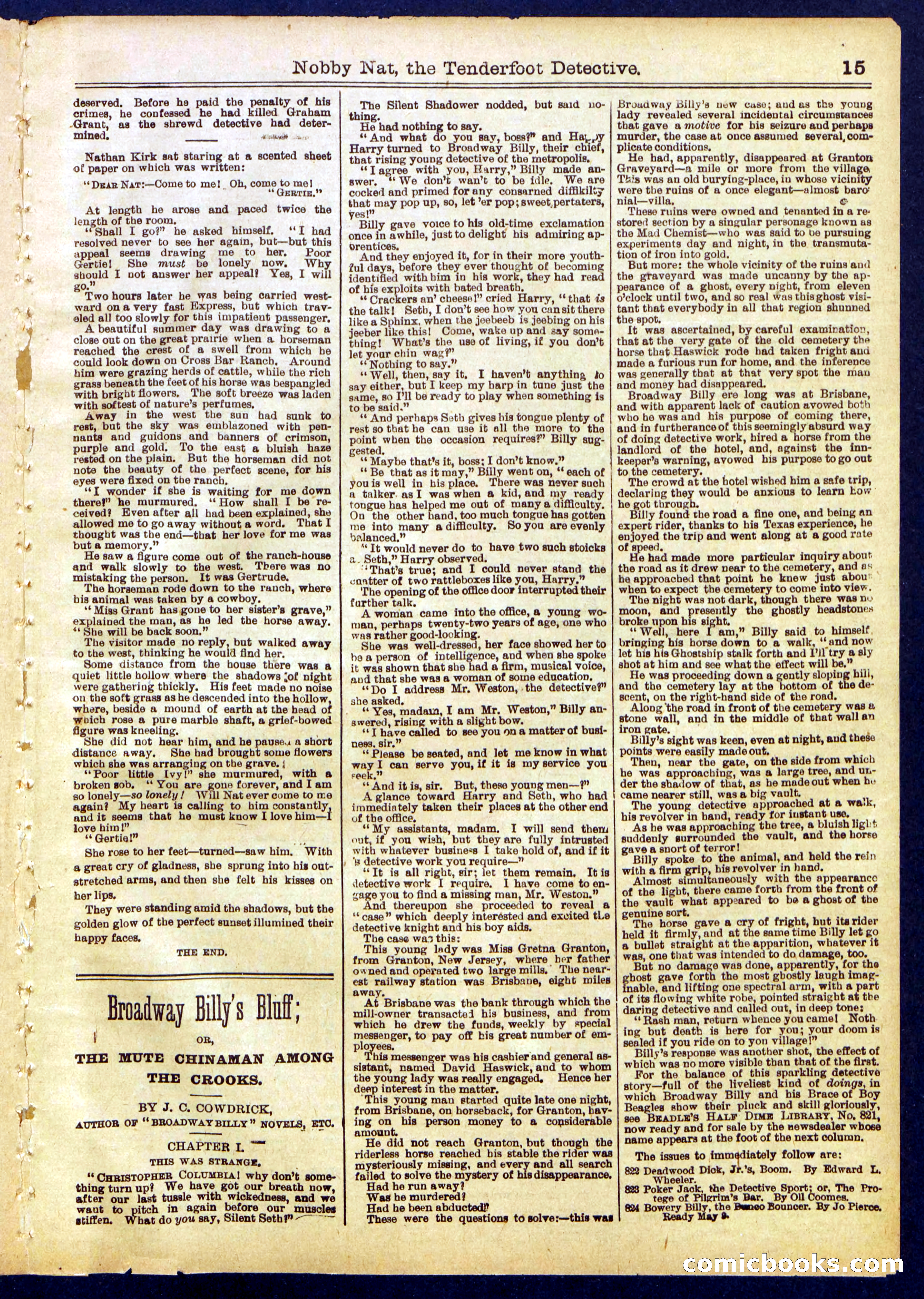 Beadle's Half Dime Library, No. 820 — page 15 of 16