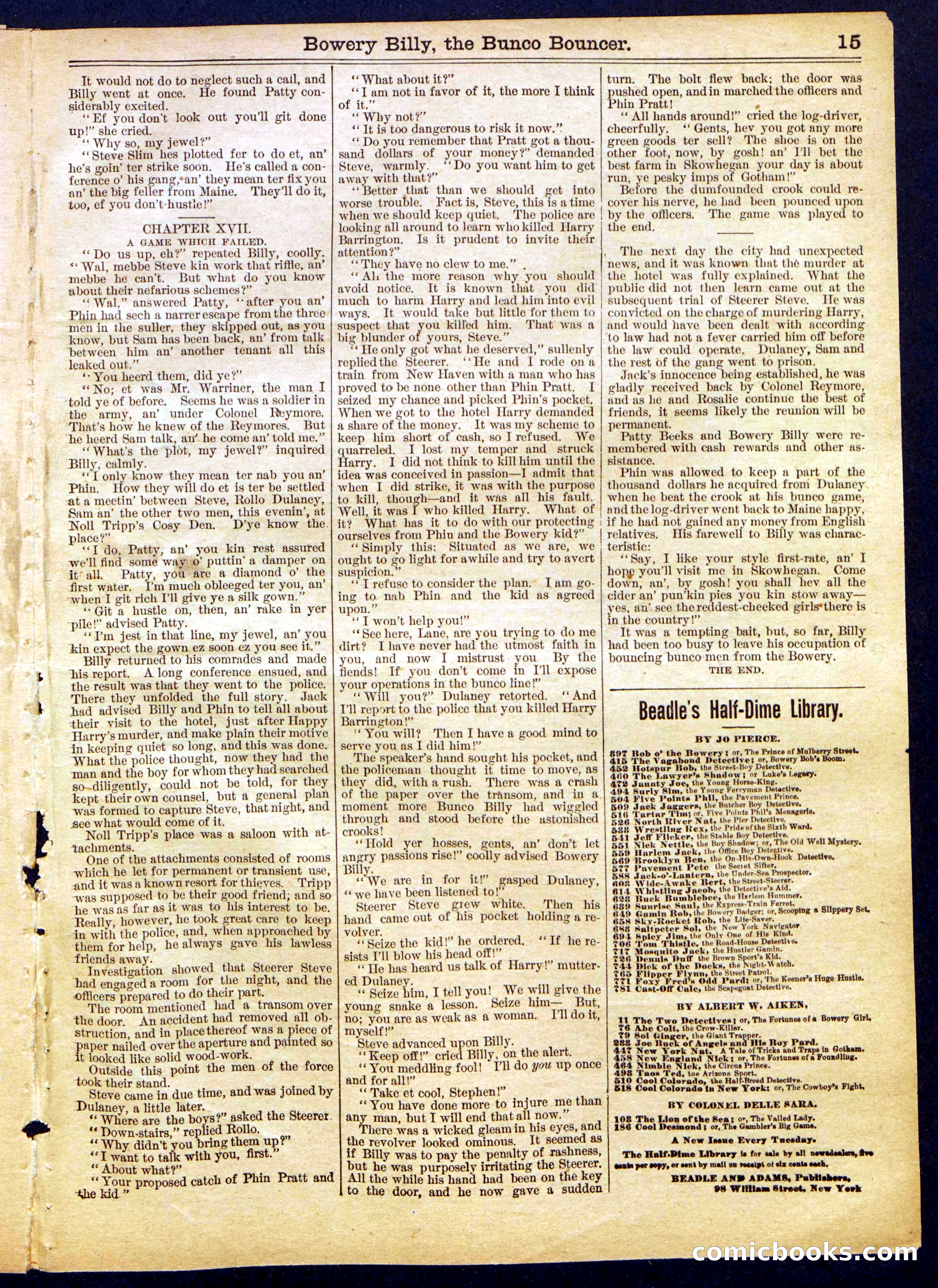 Beadle's Half Dime Library No. 824 — page 15 of 16