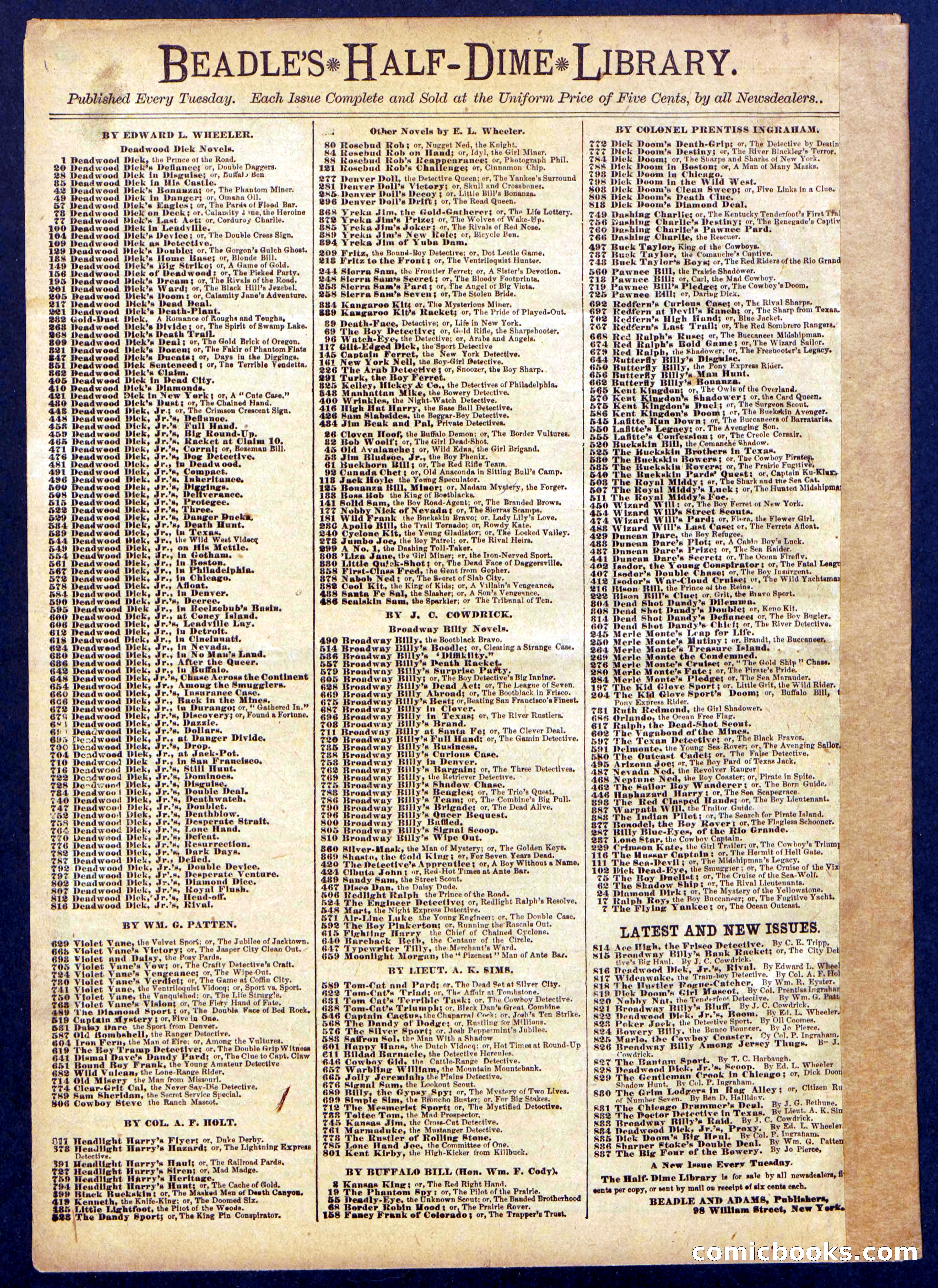 Beadle's Half Dime Library No. 886 — page 16 of 16