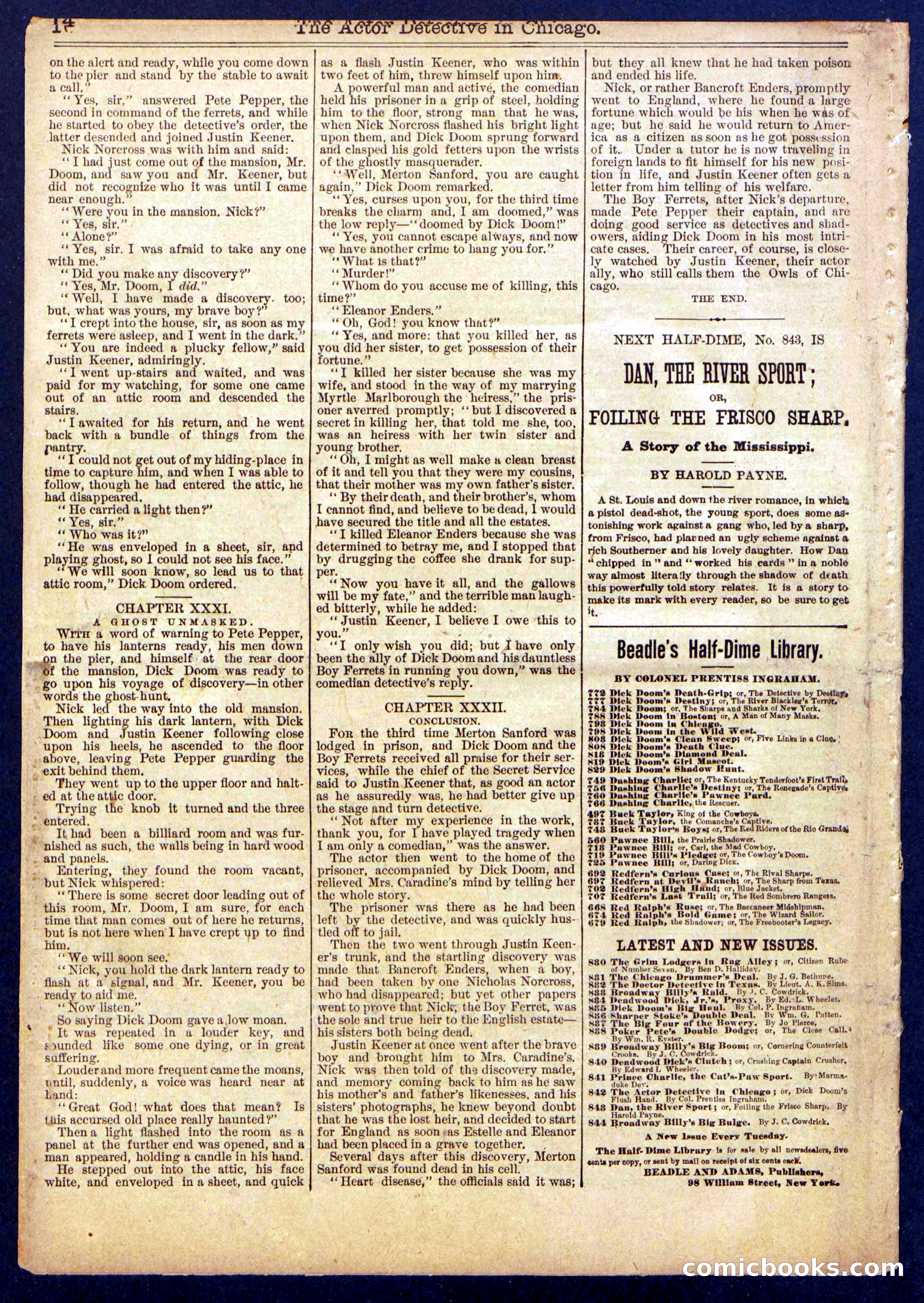 Beadle's Half Dime Library No. 842 — page 16 of 16