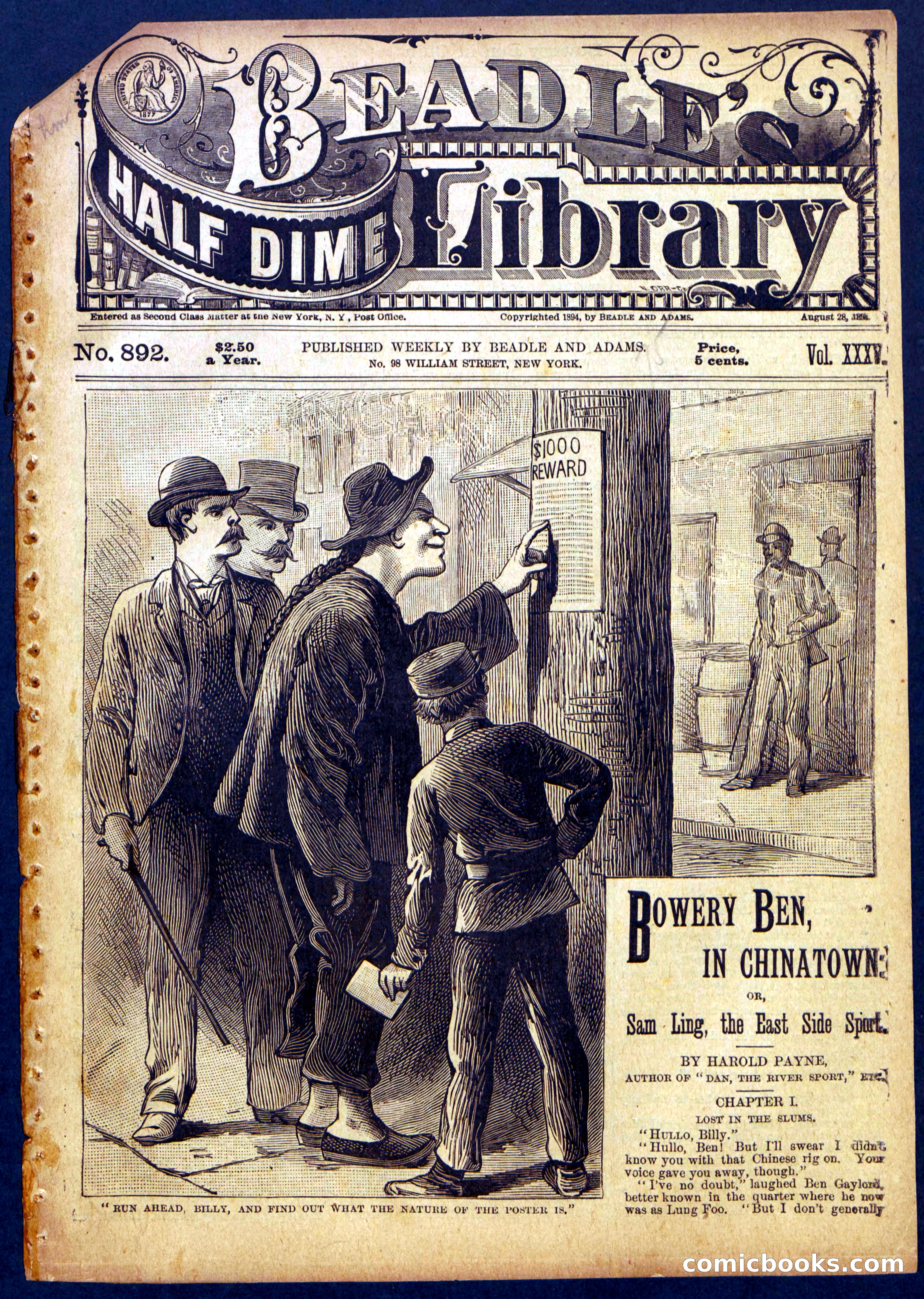 Beadle's Half Dime Library No. 892 — page 1 of 16