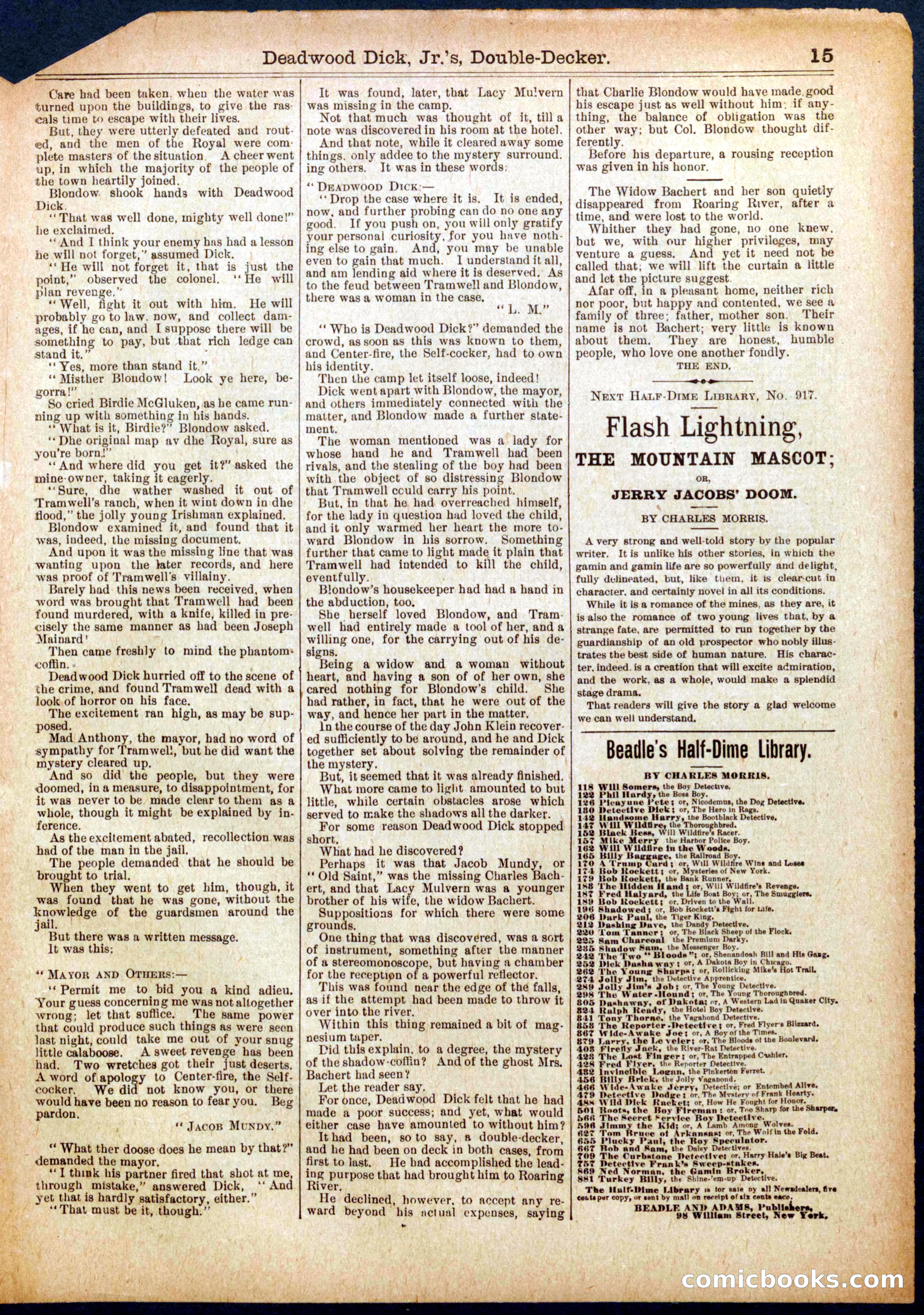 Beadle's Half Dime Library No. 916 — page 15 of 16