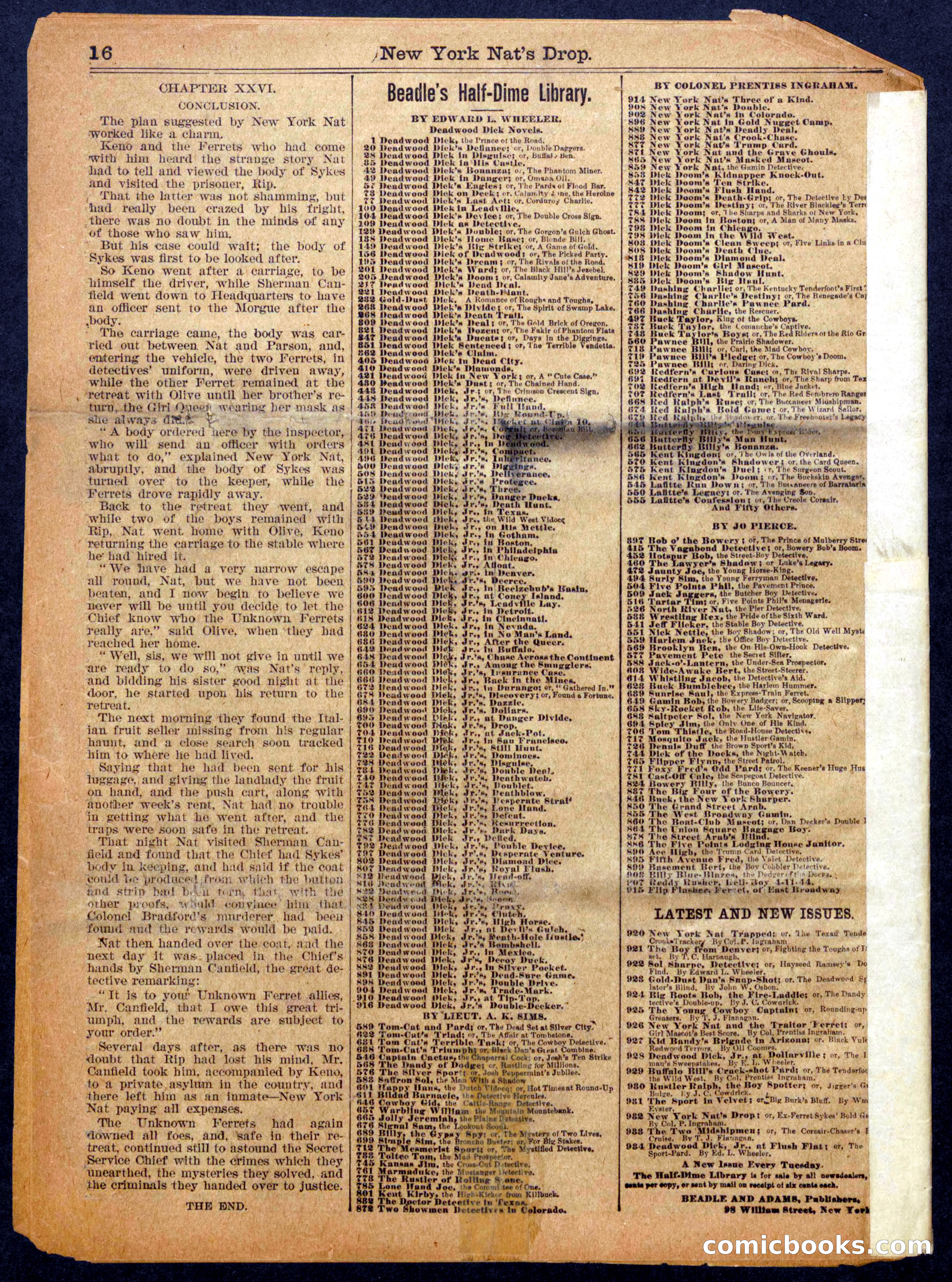Beadle's Half Dime Library No. 932 — page 16 of 16