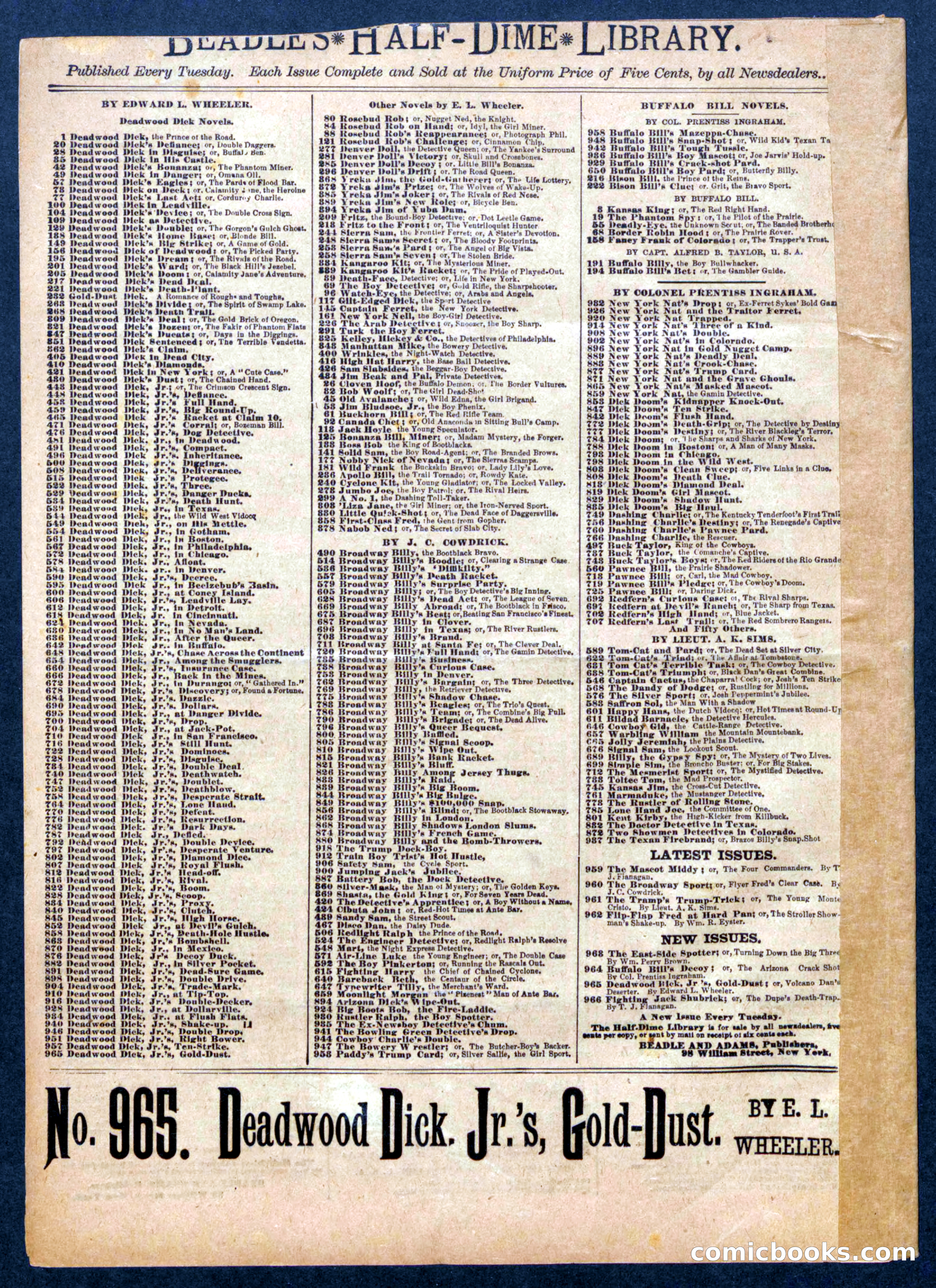 Beadle's Half Dime Library No. 964 — page 16 of 16