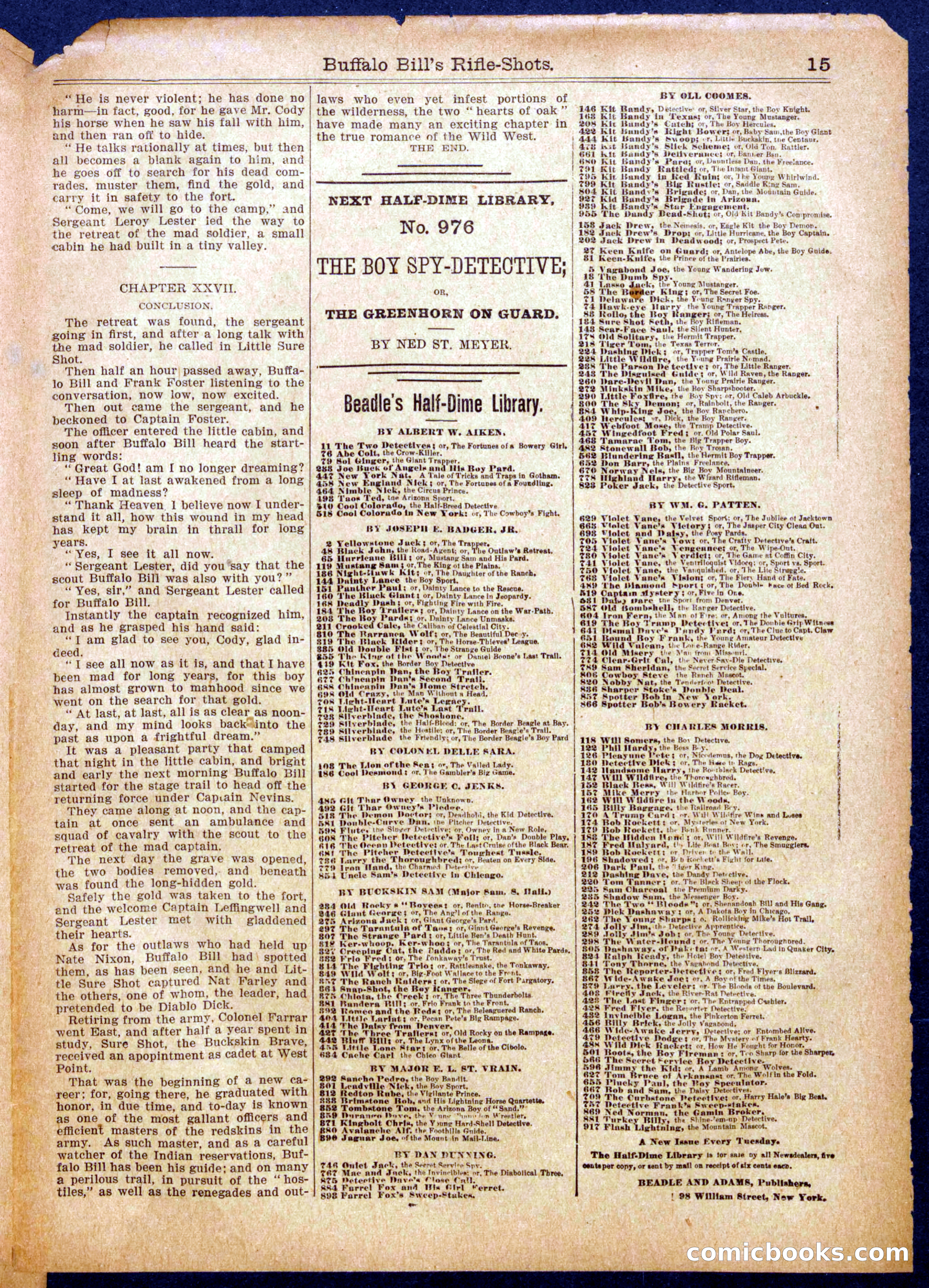 Beadle's Half Dime Library, No. 975 — page 15 of 16