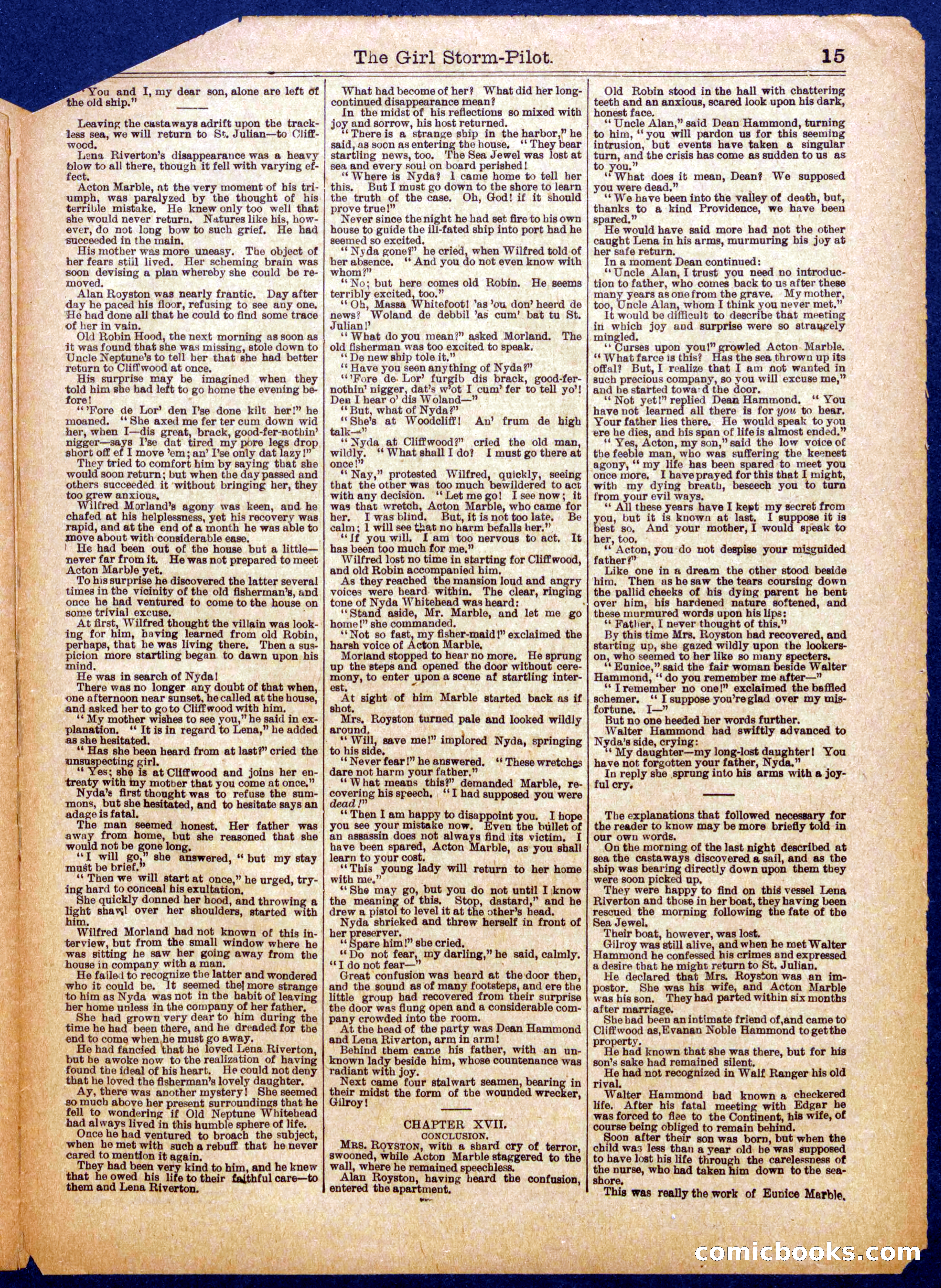 Beadle's Half Dime Library No. 982: "The Girl Storm-Pilot" — page 15 of 16