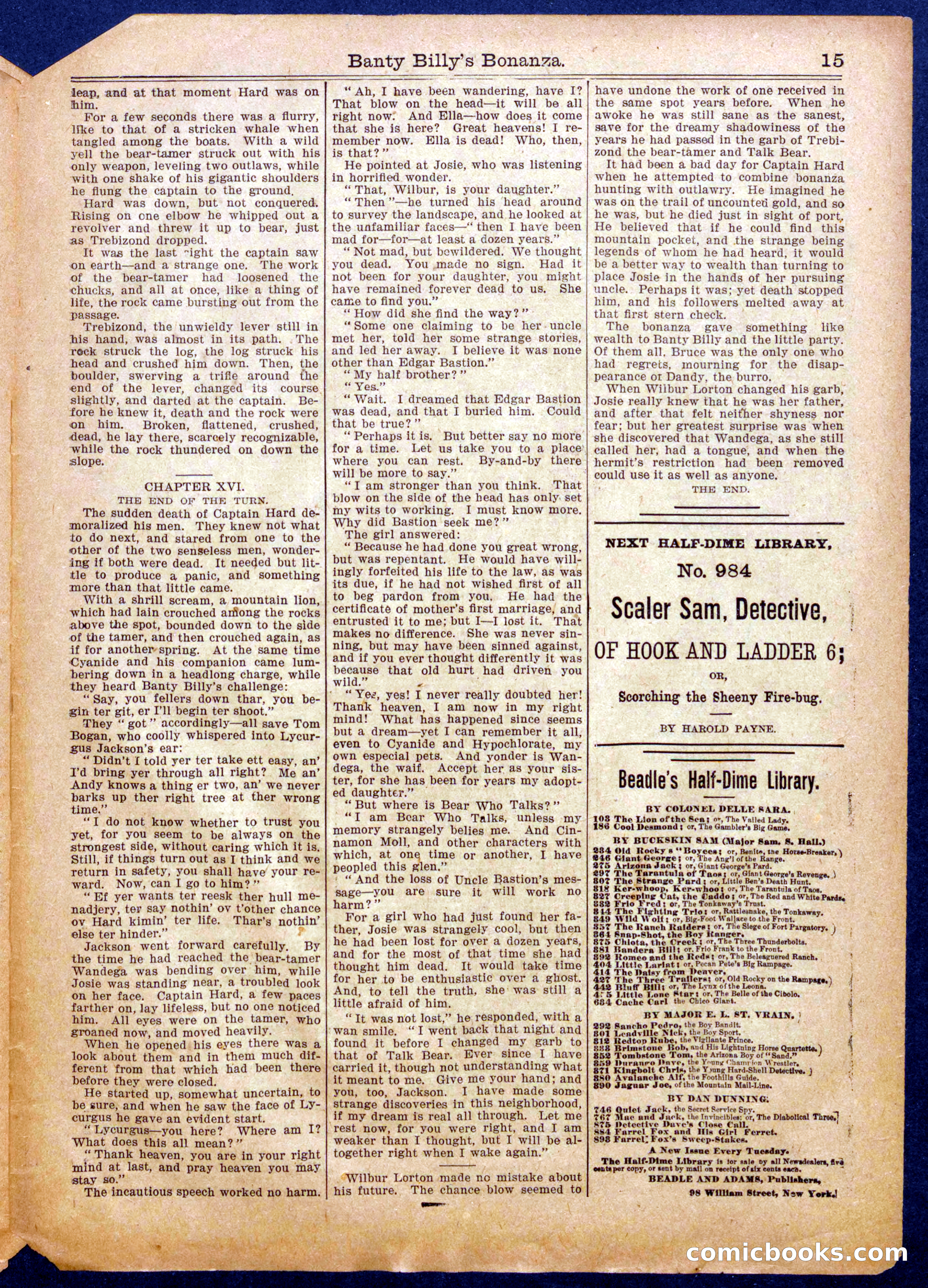 Beadle's Half Dime Library No. 983 — page 15 of 16