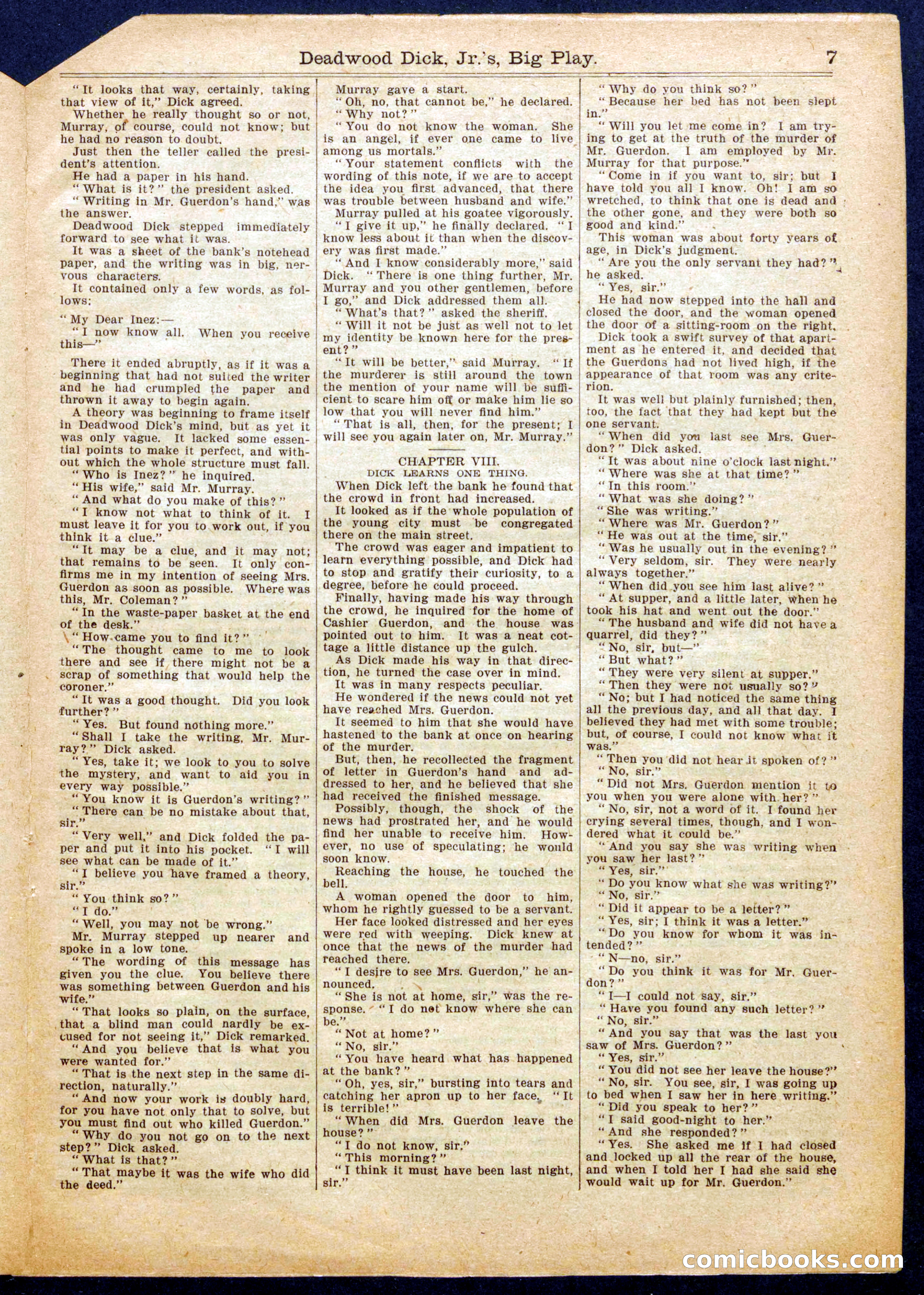 Beadle's Half Dime Library No. 998 — page 7 of 16