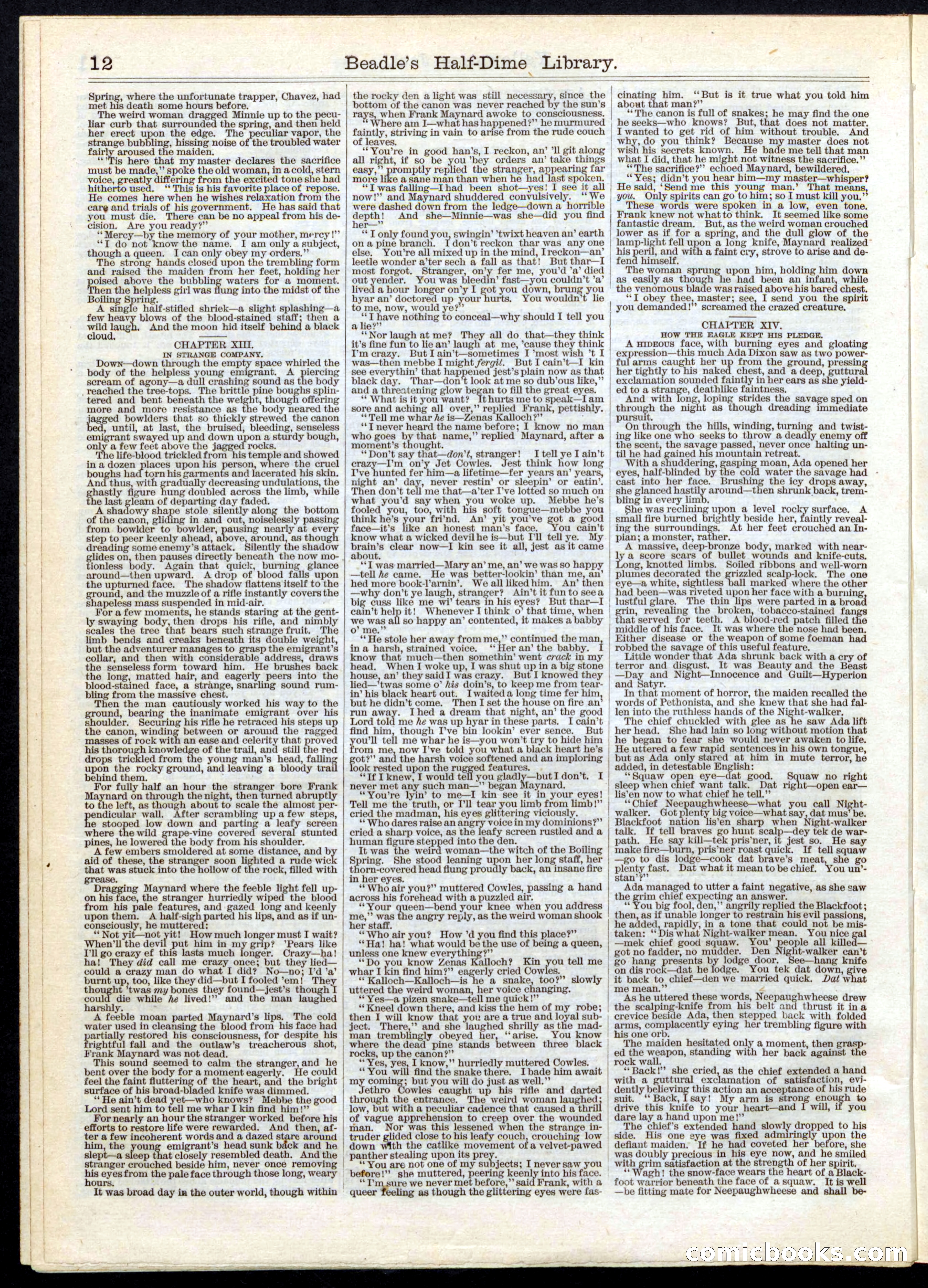 Beadle's Half Dime Library, Vol. 1, No. 2 — page 12 of 16