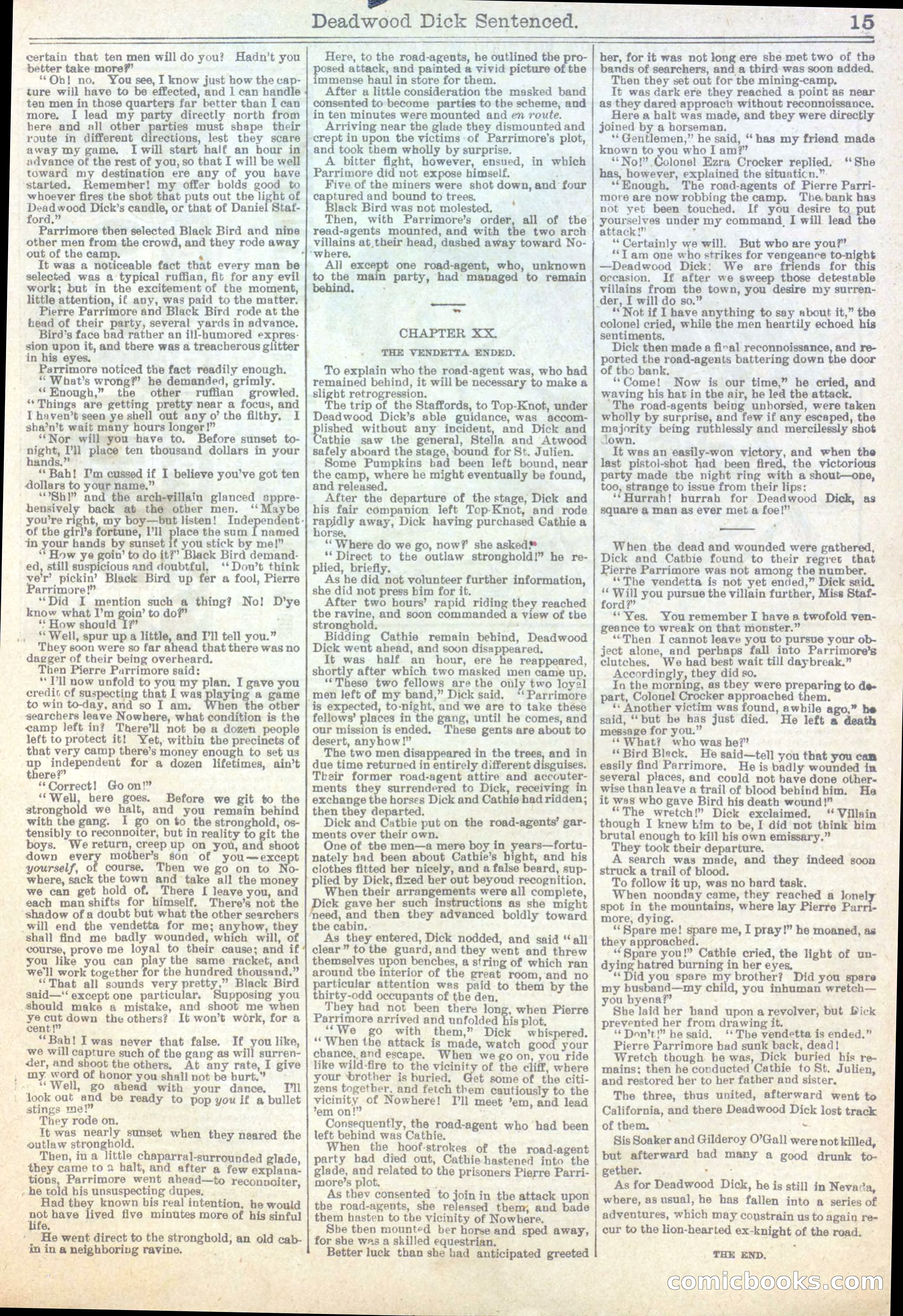 Beadle's Half Dime Library, Vol. XIV, No. 351 — page 15 of 16