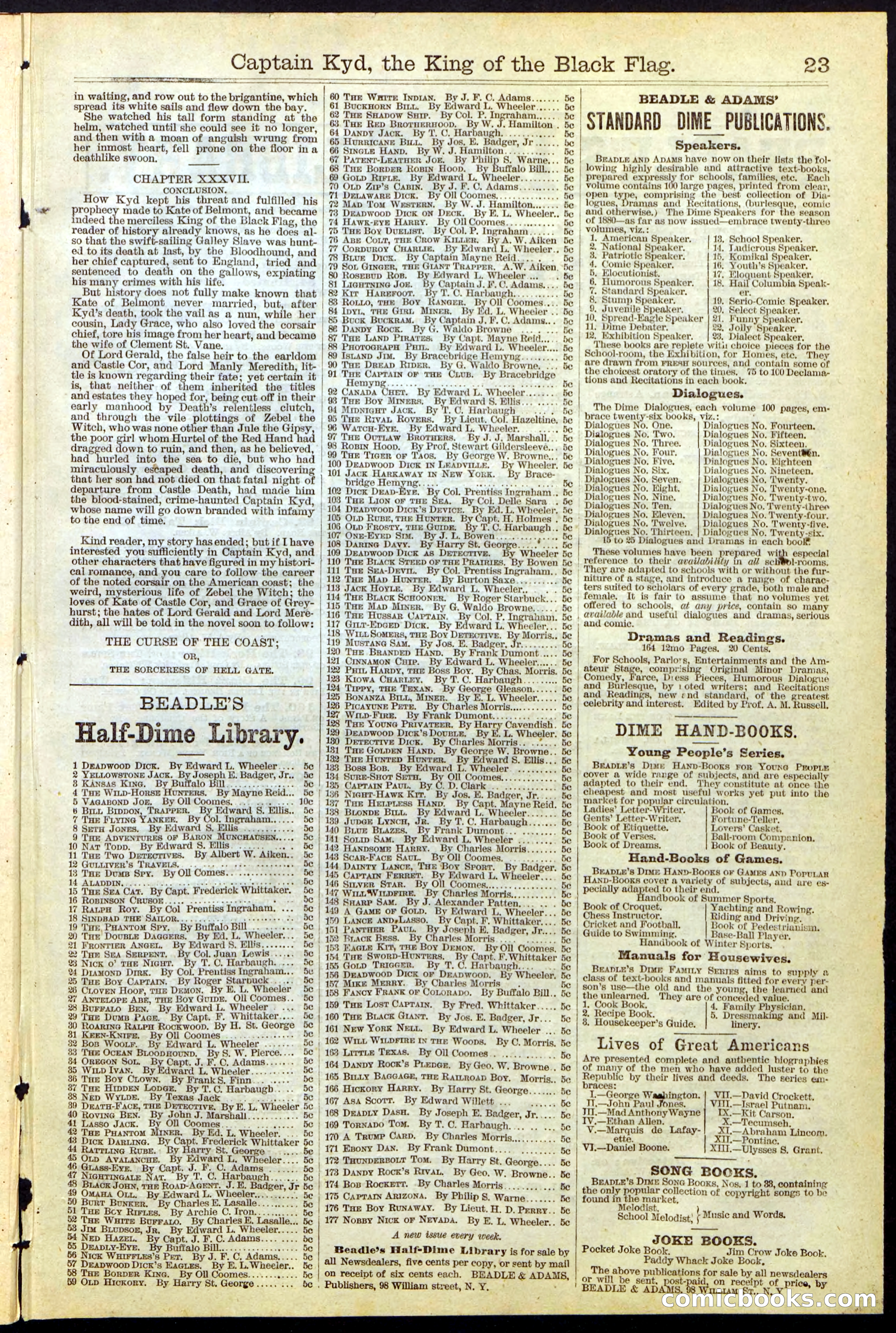 Beadle's Dime Library No. 109 — page 23 of 24