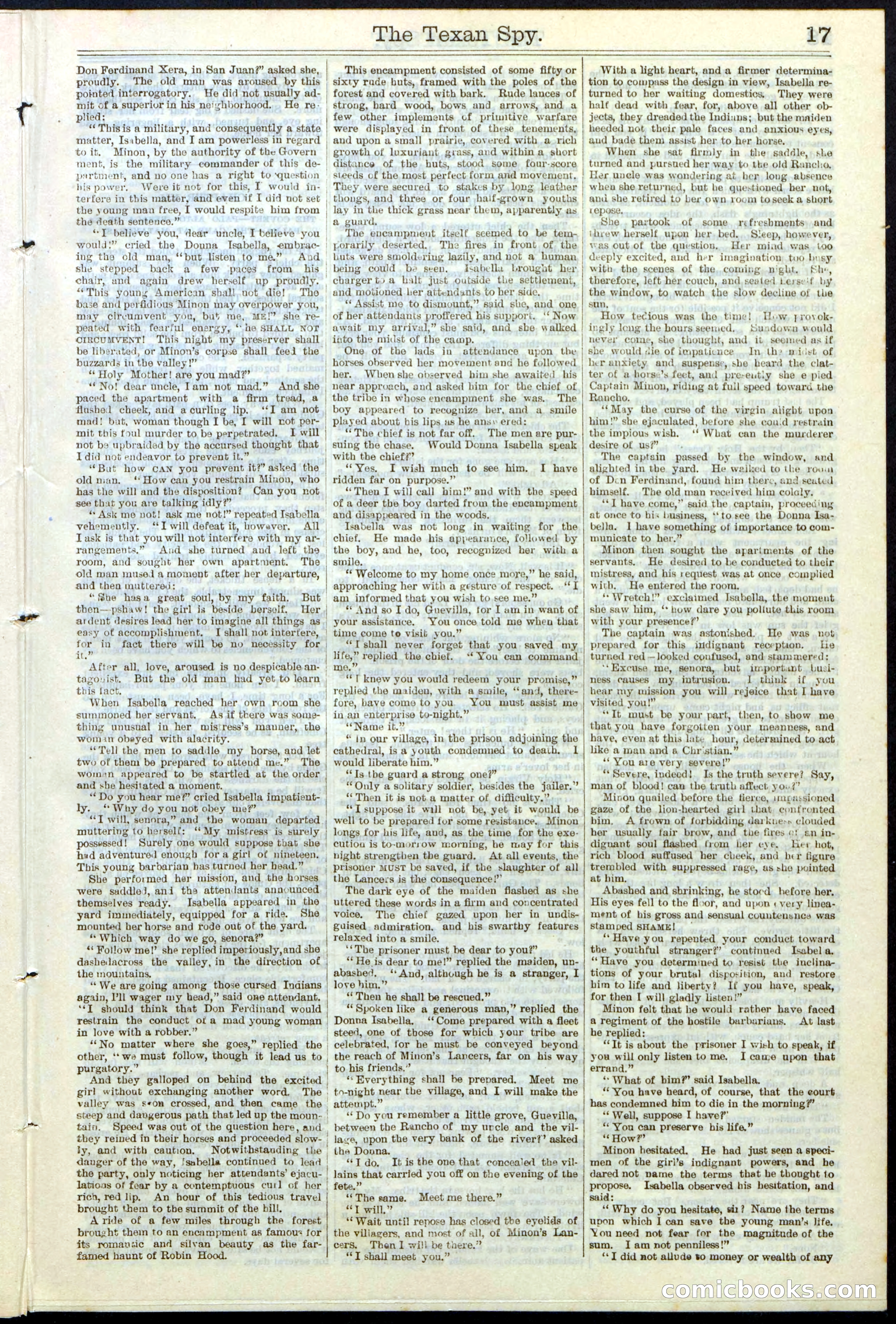 Beadle's Dime Library No. 120: The Texan Spy — page 17 of 24