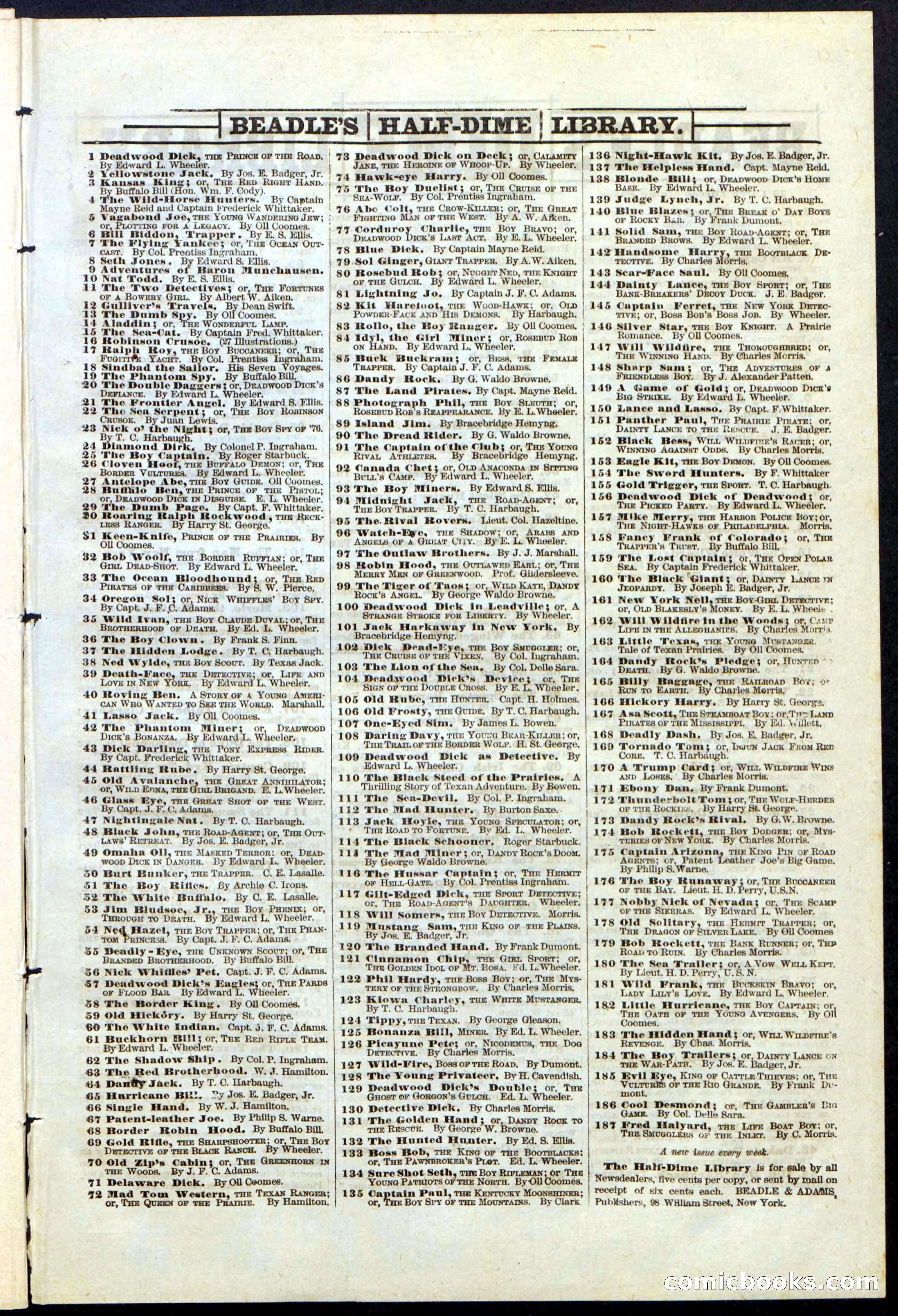Beadle's New York Dime Library, No. 121 — page 31 of 32