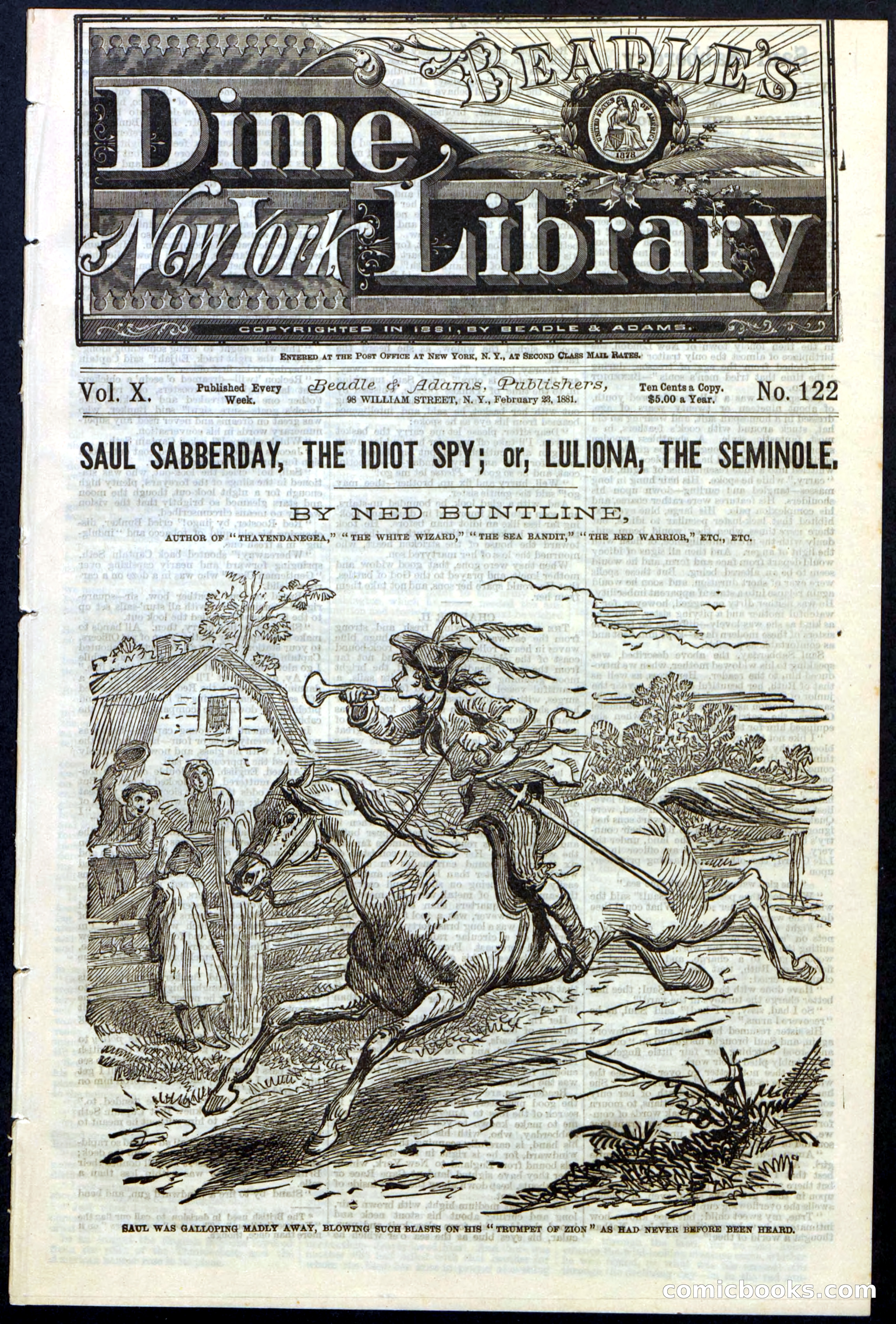 Beadle's New York Dime Library No. 122 — page 1 of 24