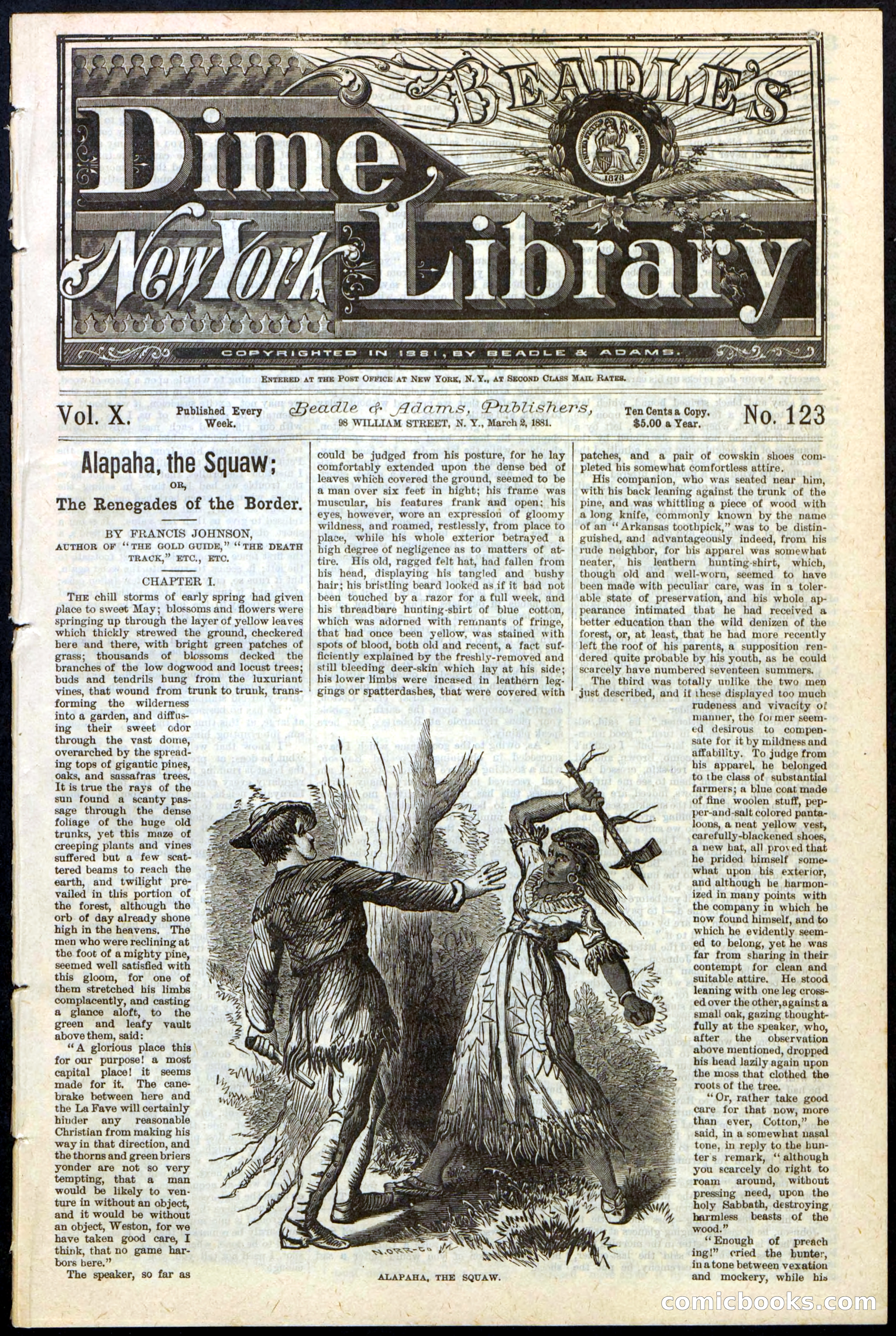 Beadle's New York Dime Library No. 123 — page 1 of 24