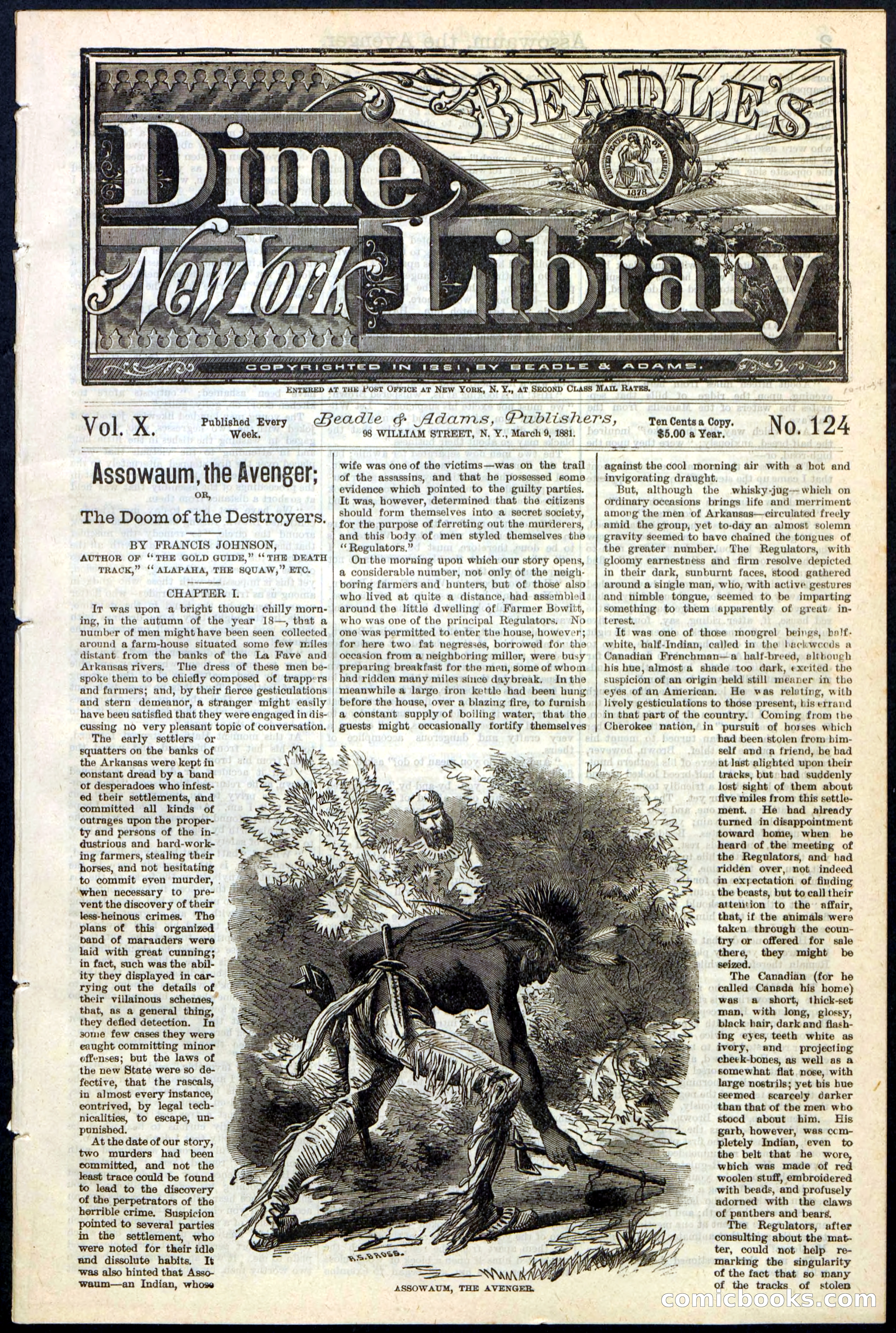 Beadle's New York Dime Library No. 124 — page 1 of 24