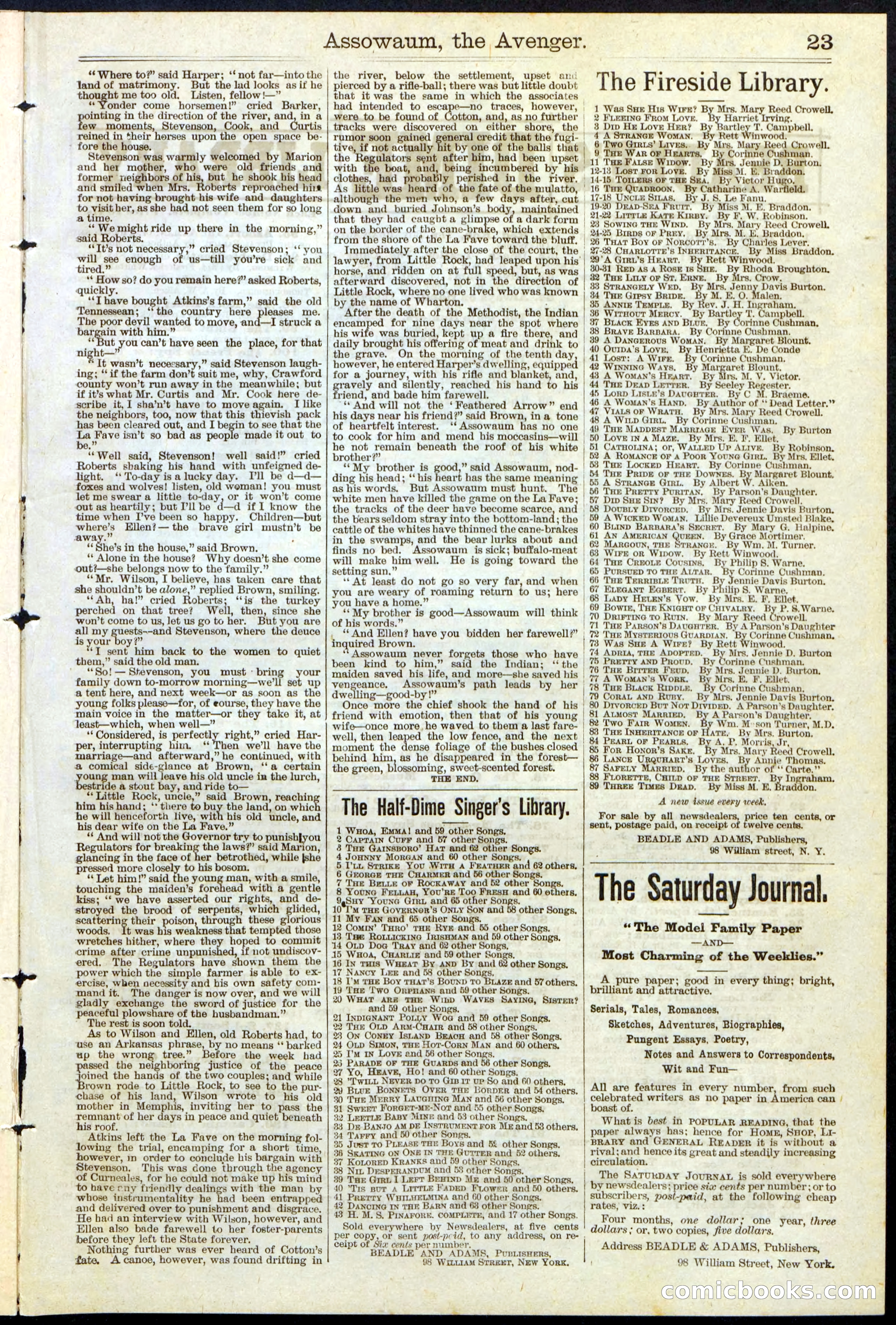 Beadle's New York Dime Library No. 124 — page 23 of 24