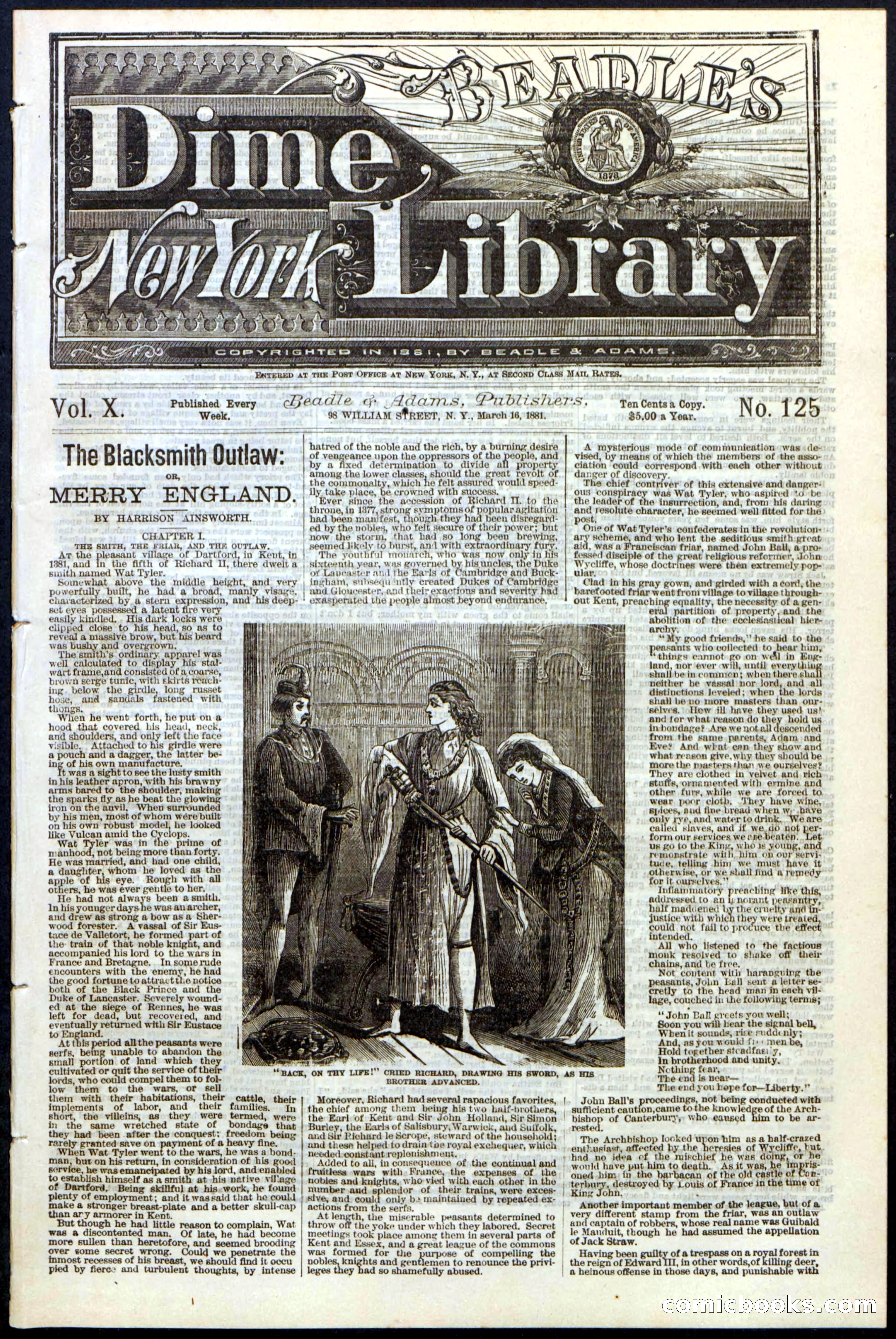 Beadle's New York Dime Library No. 125 — page 1 of 32