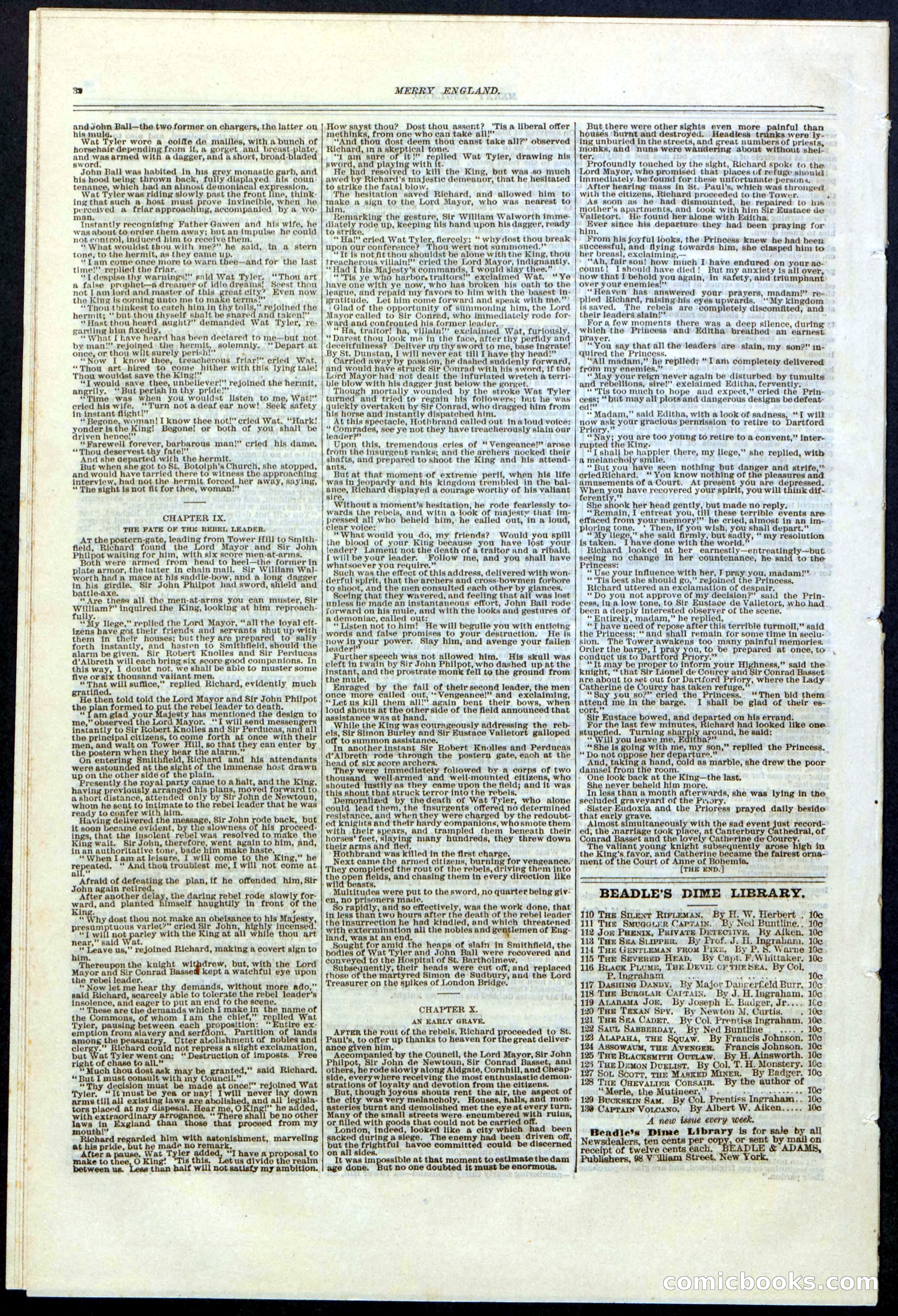 Beadle's New York Dime Library No. 125 — page 32 of 32
