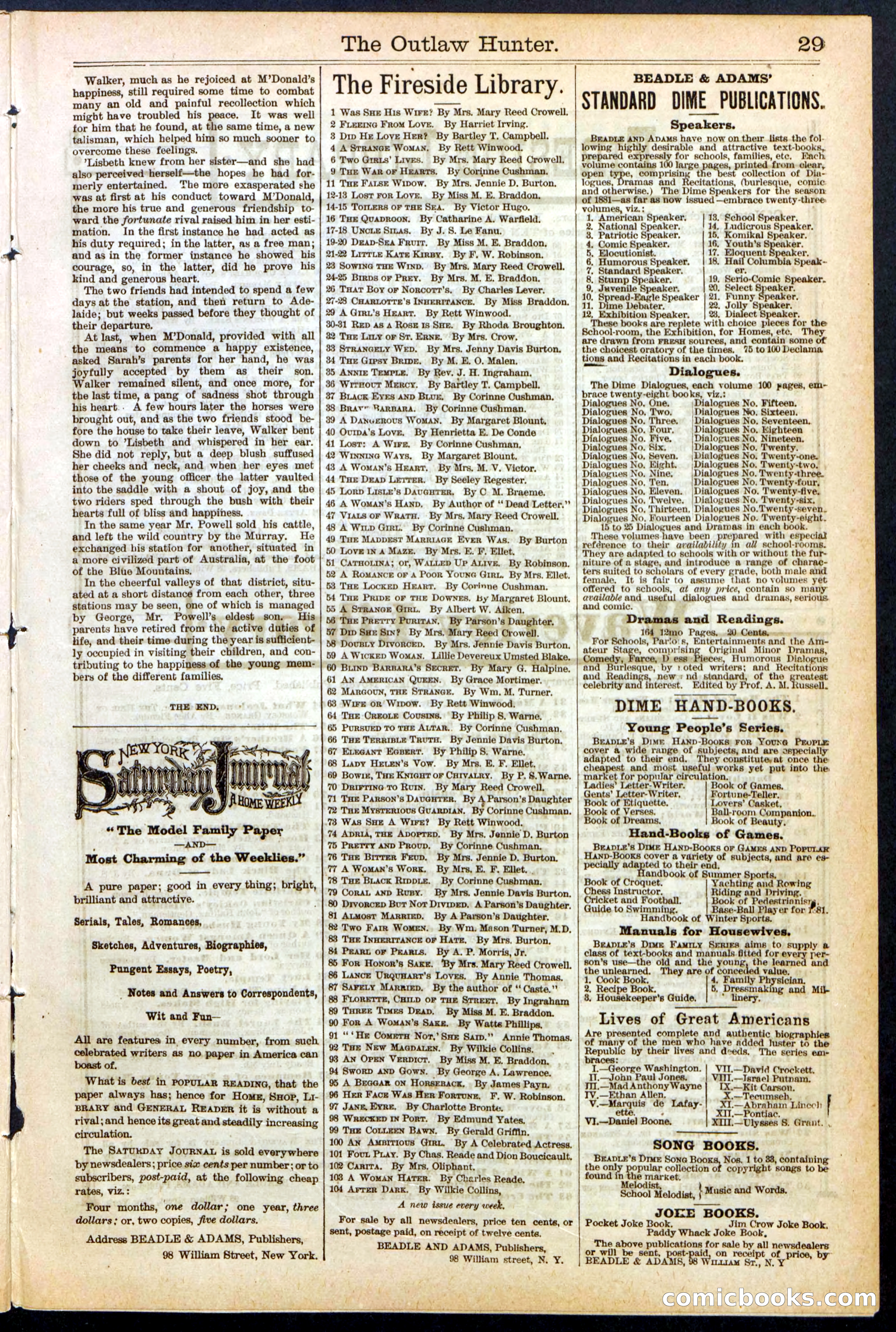 Beadle's New York Dime Library, No. 136 — page 29 of 32